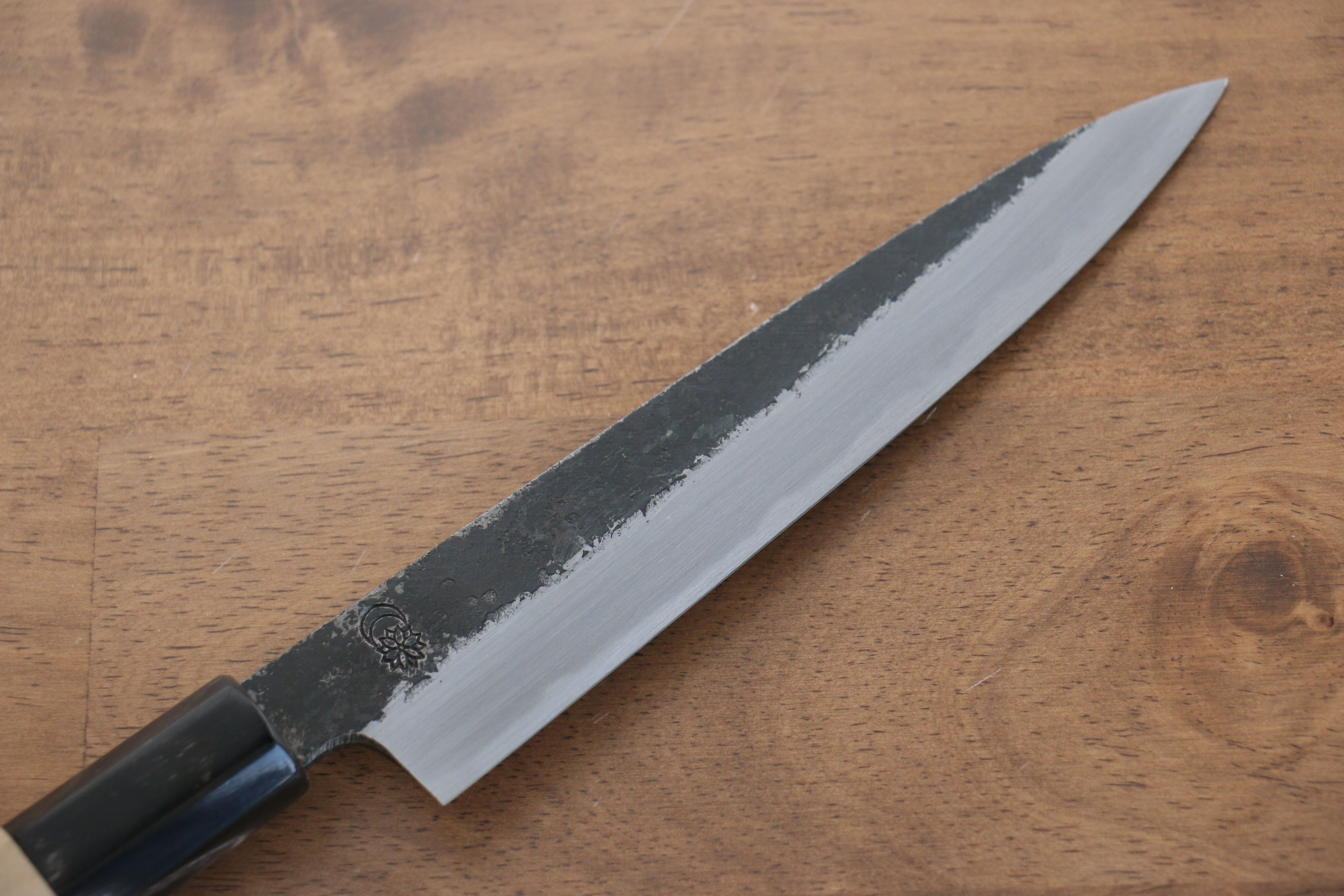 Premium Kikuzuki White Steel No.2 Black Finished 150mm Petty Knife - Japanese Utility Knife with Magnolia Wood Handle for Slicing, Chopping & Precision Kitchen Tasks