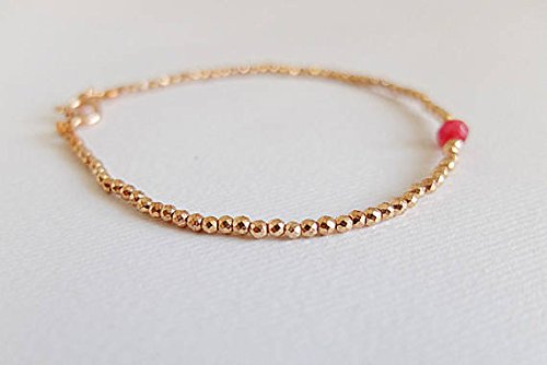 Slender Gold Rose Hematite Seed Beads - 2/3mm Single Bead for Stacking Bracelets | Minimalist Rose Gold & Red Agate Jewelry for Women | Perfect for Layering, Daily Wear & Gift Giving