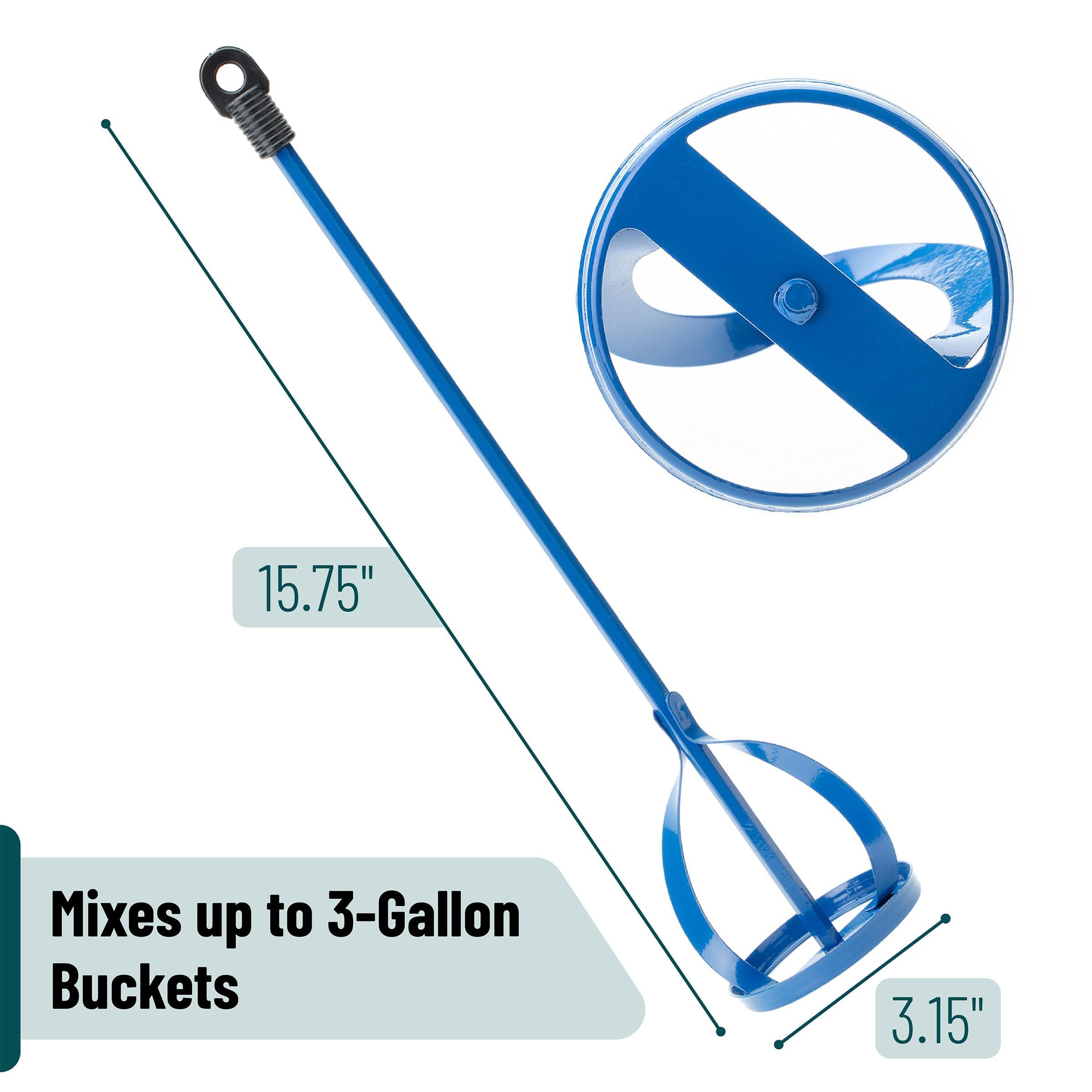 Bates Paint Mixer Attachment for Drill - 1 to 3 Gallon Buckets, Navy Blue Mud Mixer & Paint Stirrer | Perfect for Mixing Paint, Drywall Mud, Epoxy & Concrete | DIY & Professional Use