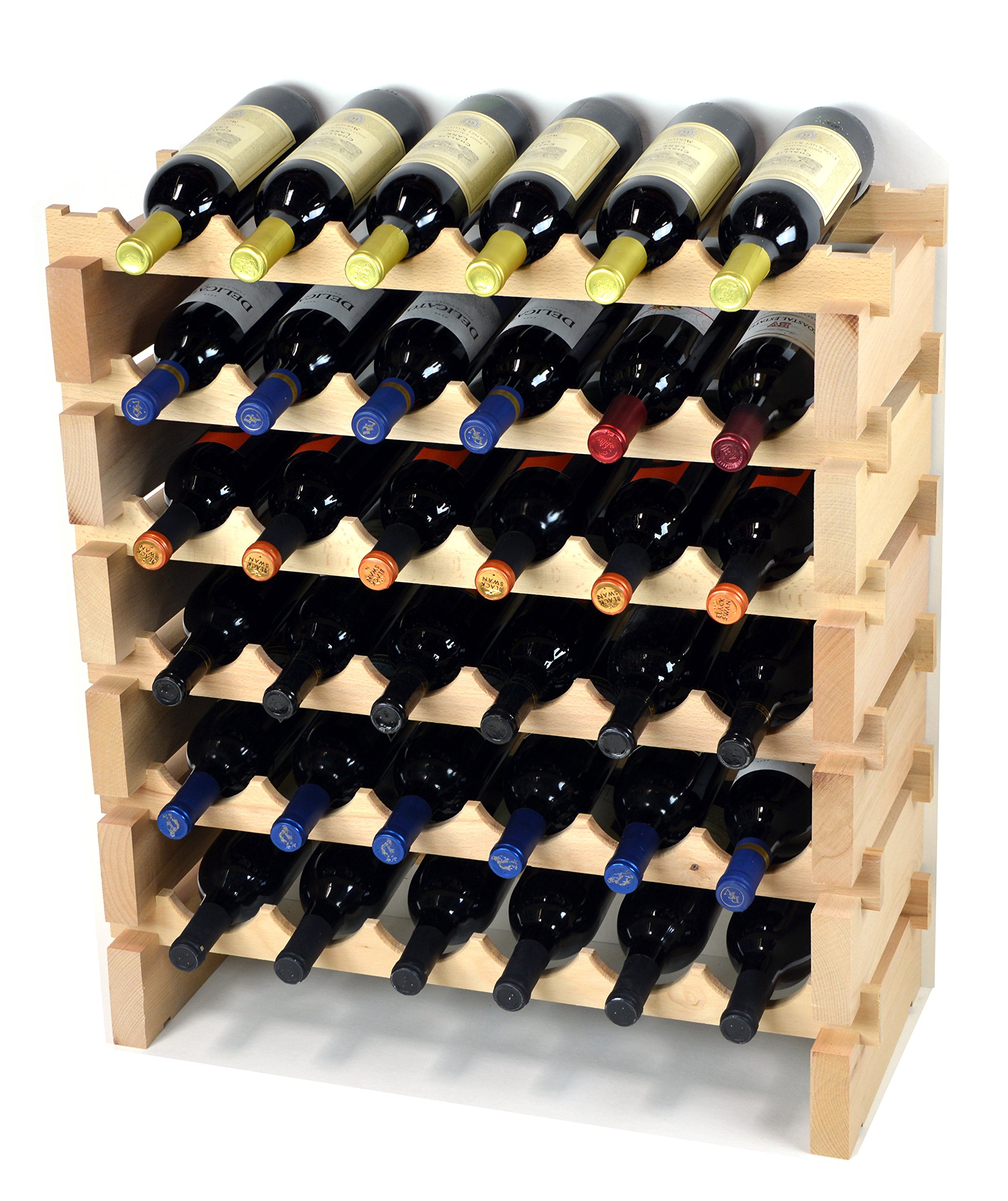 Premium Wooden Wine Rack for 36 Bottles - Modular Hardwood Wine Storage Shelf (6 Bottles x 6 Shelves) - Perfect for Home Bar, Kitchen, Dining Room & Wine Cellar Organization