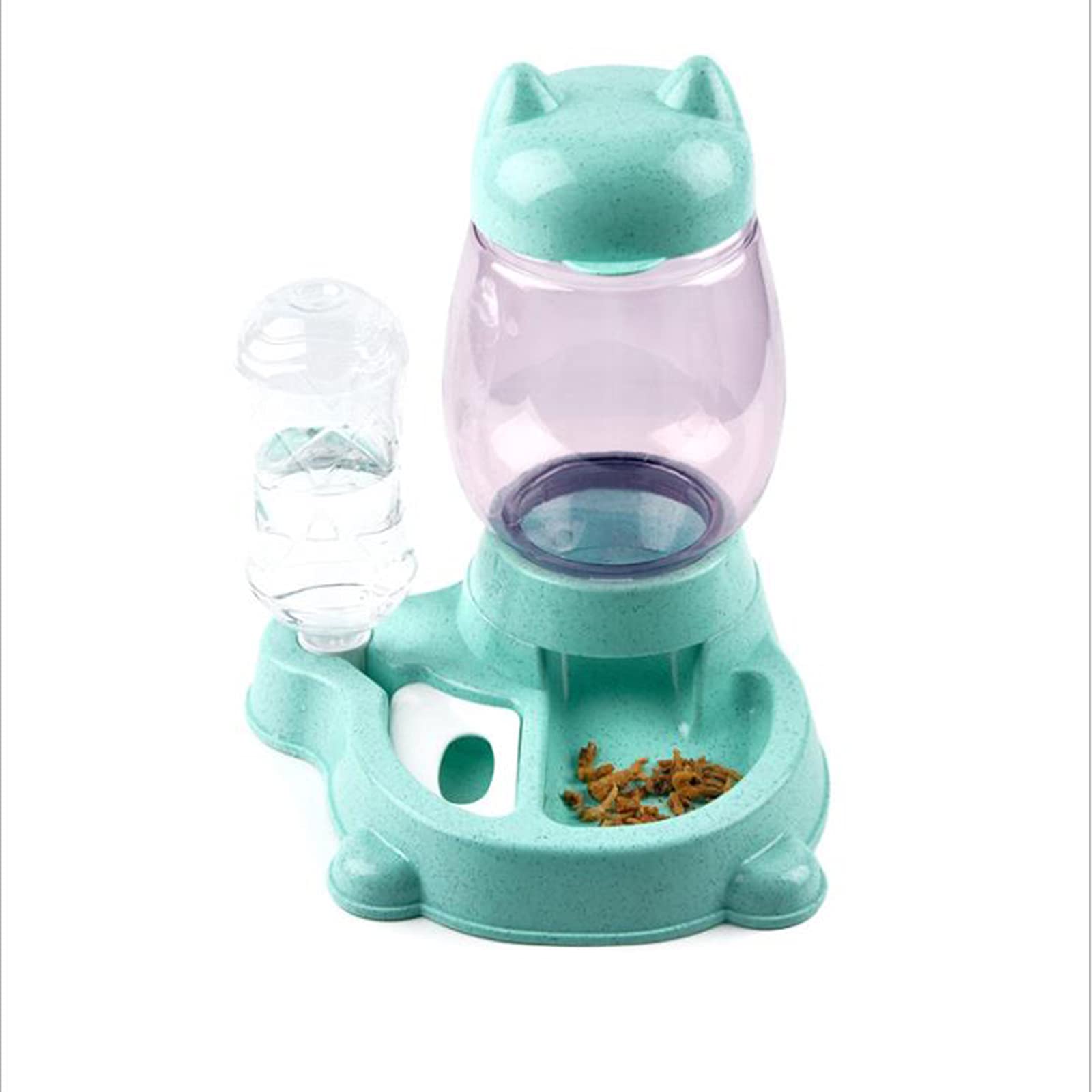 LANGCA Automatic Pet Water Fountain with Double Bowl Set - Dog Food Feeder & Cat Drinking Fountain - BPA-Free Blue Pet Supplies for Home, Office, or Travel Use