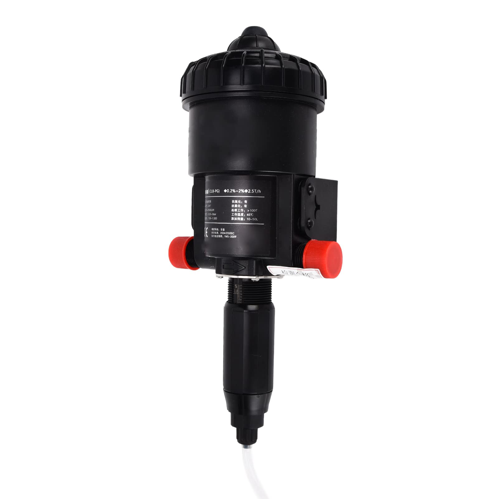 **Jiawu High Accuracy G3/4 External Thread Adjustable Liquid Doser Dispenser - Wear-Resistant Fertilizer Injector with Wrench for Farming & Industrial Use (Black) - Perfect for Hydroponics, Greenhouses & Agricultural Irrigation**