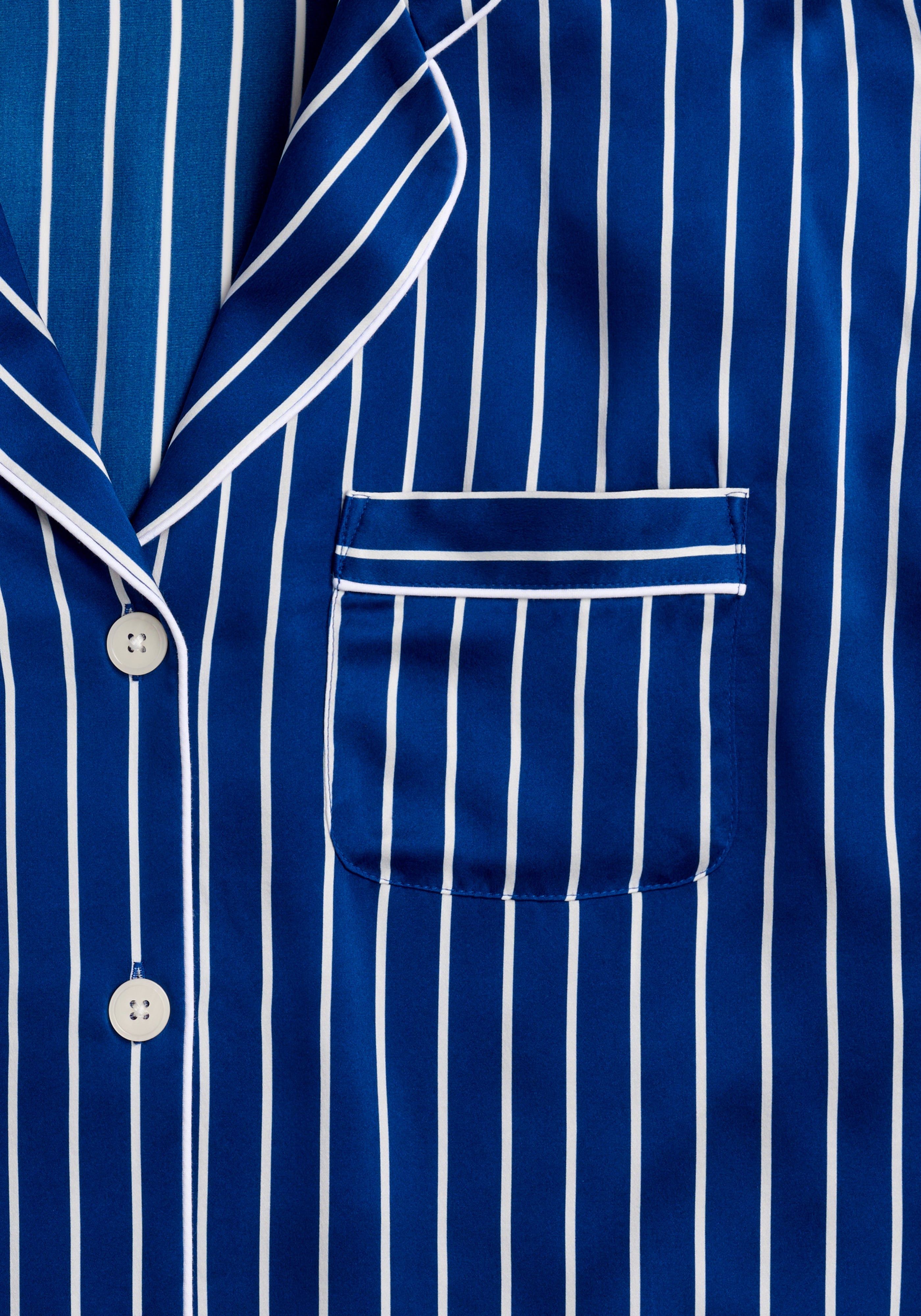 Washable Silk Marina Pajama Set - Blue & White Tie Stripe Women's Sleepwear - Soft Comfortable Loungewear for Home, Travel & Relaxation