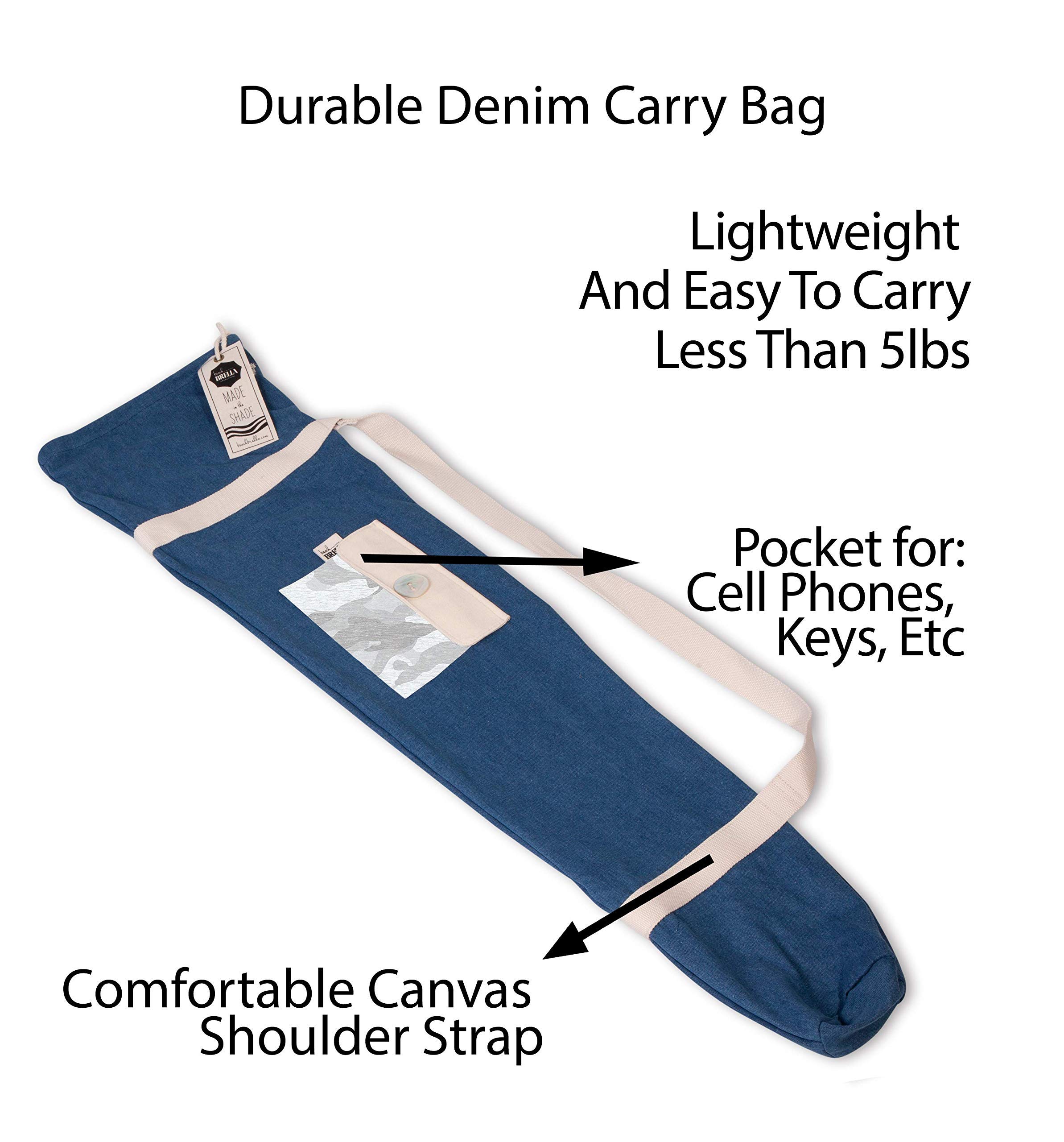 Best Windproof Beach Umbrella with Sand Anchor - Portable UV Protection Sun Umbrella for Sand, Sport & Outdoor Activities | Includes Denim Carry Bag & Fringe Design - Perfect for Beach Vacations, Poolside Relaxation & Summer Outdoor Adventures (Bahama Calliope Style)