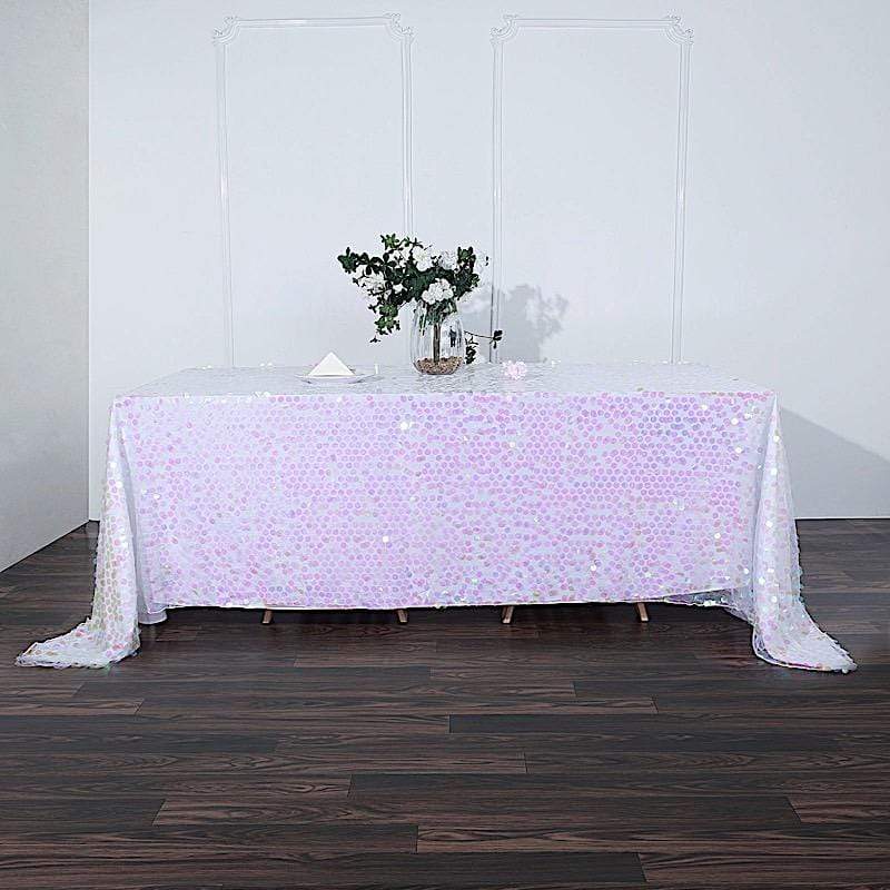 90x132 Inch Large Payette Sequin Rectangular Tablecloth - Glamorous Dining Table Cover for Weddings, Parties & Holiday Decorations
