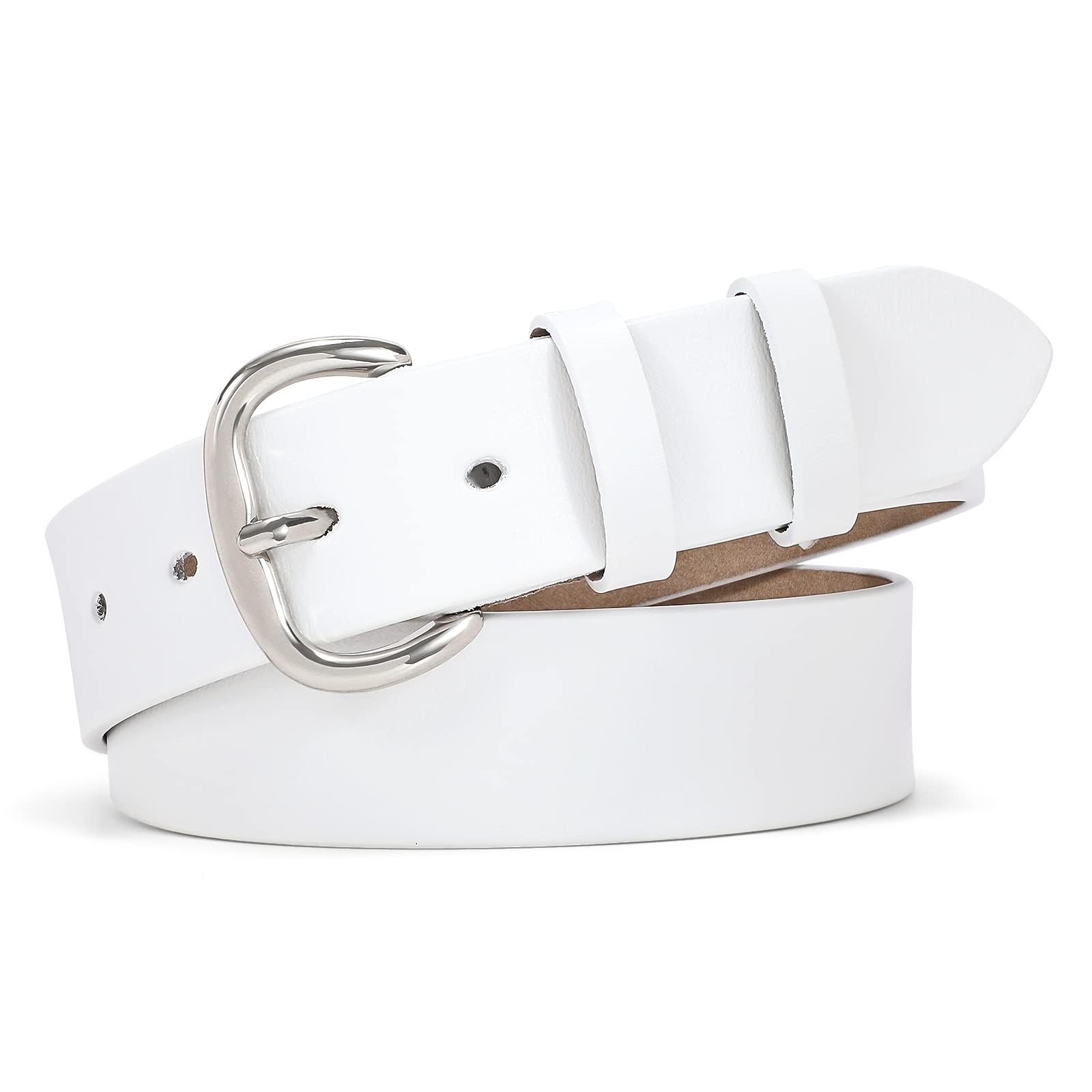WHIPPY Women's Genuine Leather Belt for Jeans, Pants & Dresses - Adjustable Waist Belt with Decorative Pin Buckle - Fashion Accessory for Casual & Office Outfits (Black)