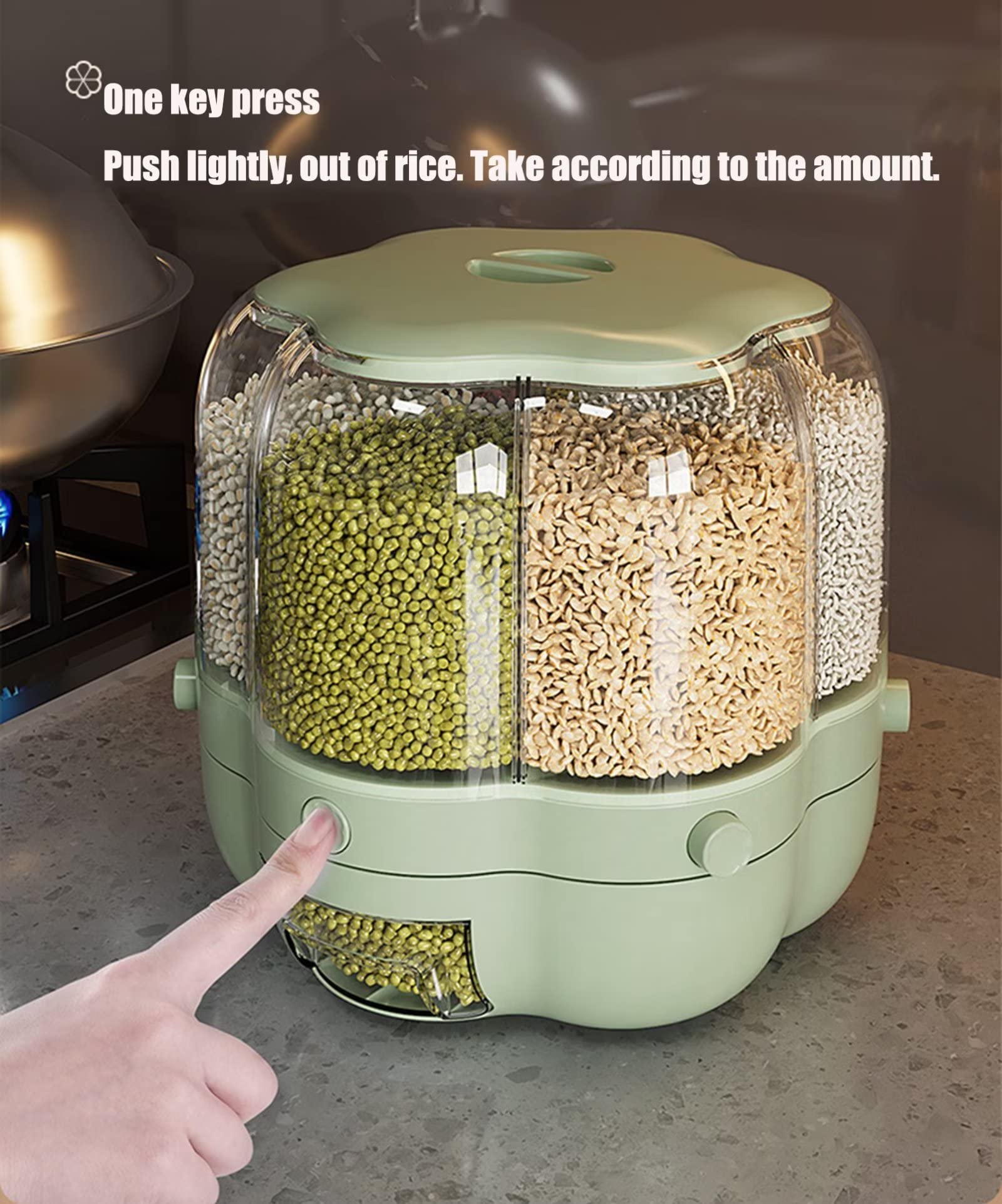 8kg Rice Dispenser Plastic Food Storage Container with Lid - Moisture Proof Cereal & Grain Storage Bucket for Kitchen, Pantry Organization (Great for Rice, Flour, Pasta, Beans)