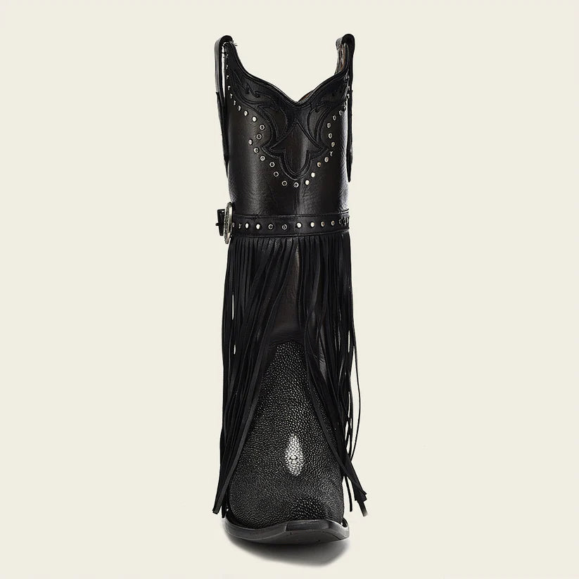 1GAXMA Women's Cuadra Black Western Cowgirl Leather Boots - Stylish & Durable for Rodeo, Country Dancing & Casual Wear