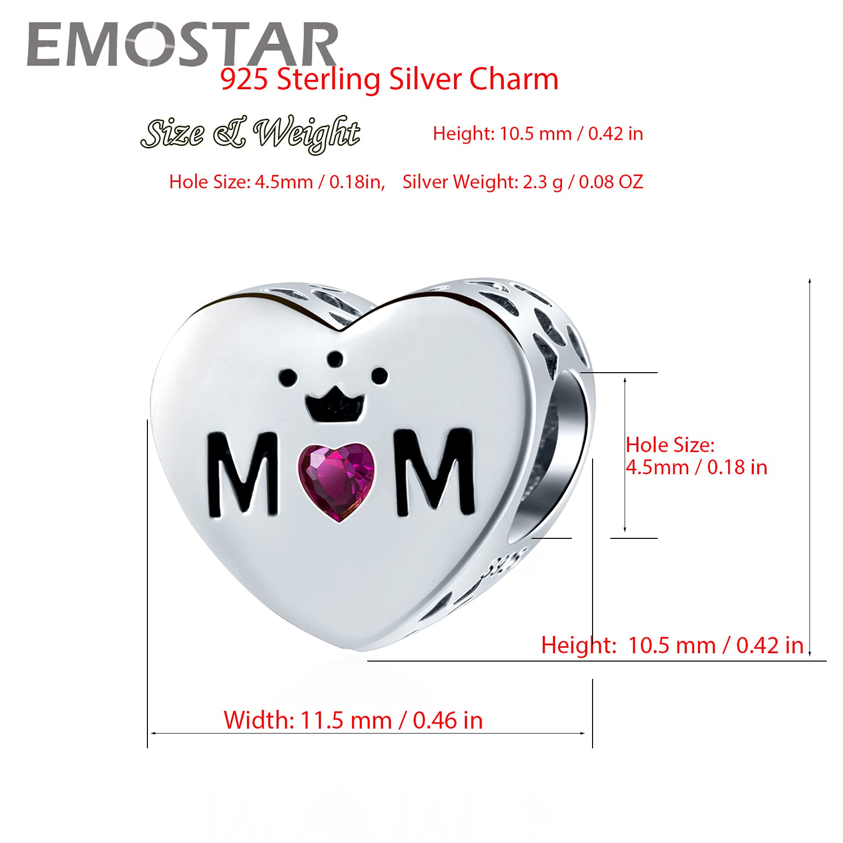 EMOSTAR Sterling Silver Family Theme Charms - Mother Father Daughter Son, Nana, Wife Husband, Godmother, Mom Crown & Sister Heart Beads | Perfect Gift for Mother's Day, Father's Day & European Bracelet Lovers | Ideal for Family Reunions, Anniversary Gifts & Special Occasions