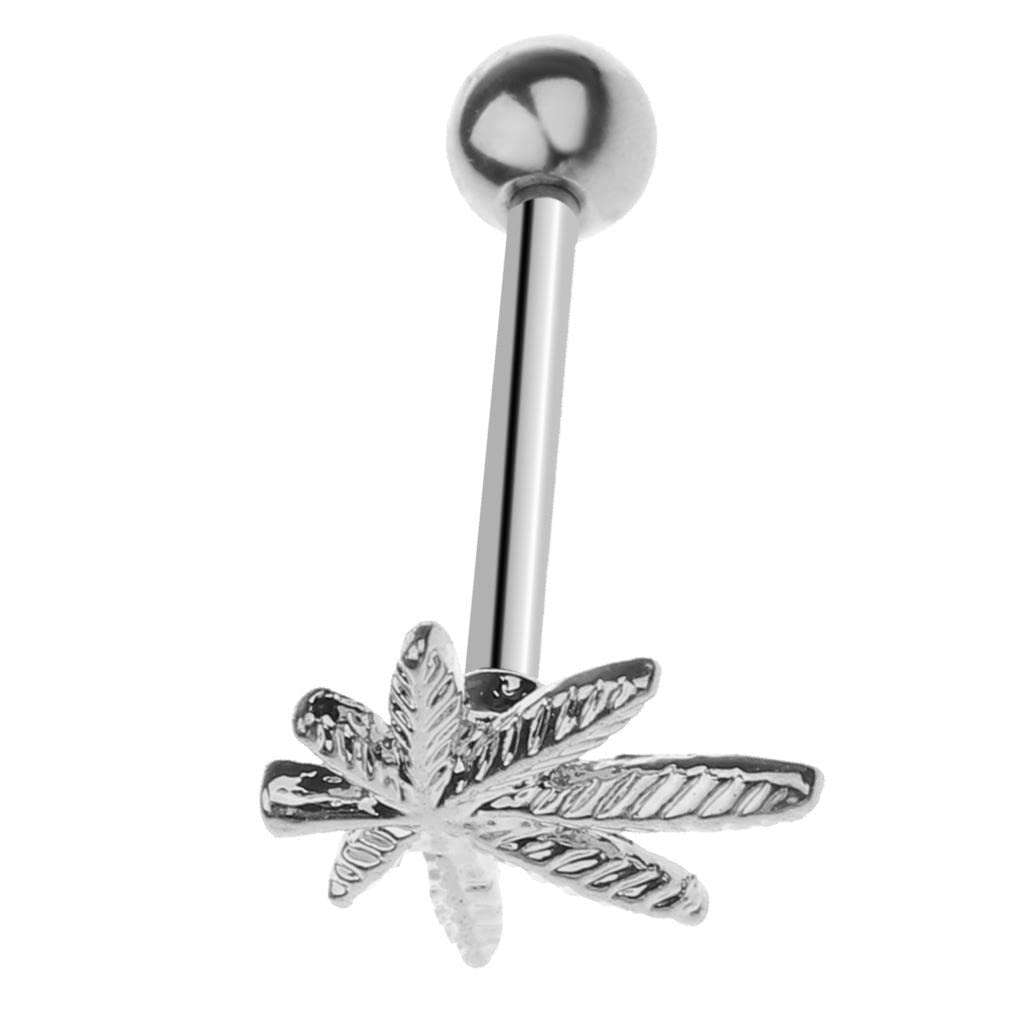 FAKEME 16G Stainless Steel Maple Leaf Labret Lip Ring & Tragus Ear Stud - Body Piercing Jewelry for Cartilage, Helix, Nose - Hypoallergenic Silver Tone for Men & Women - Perfect for Everyday Wear & Special Occasions