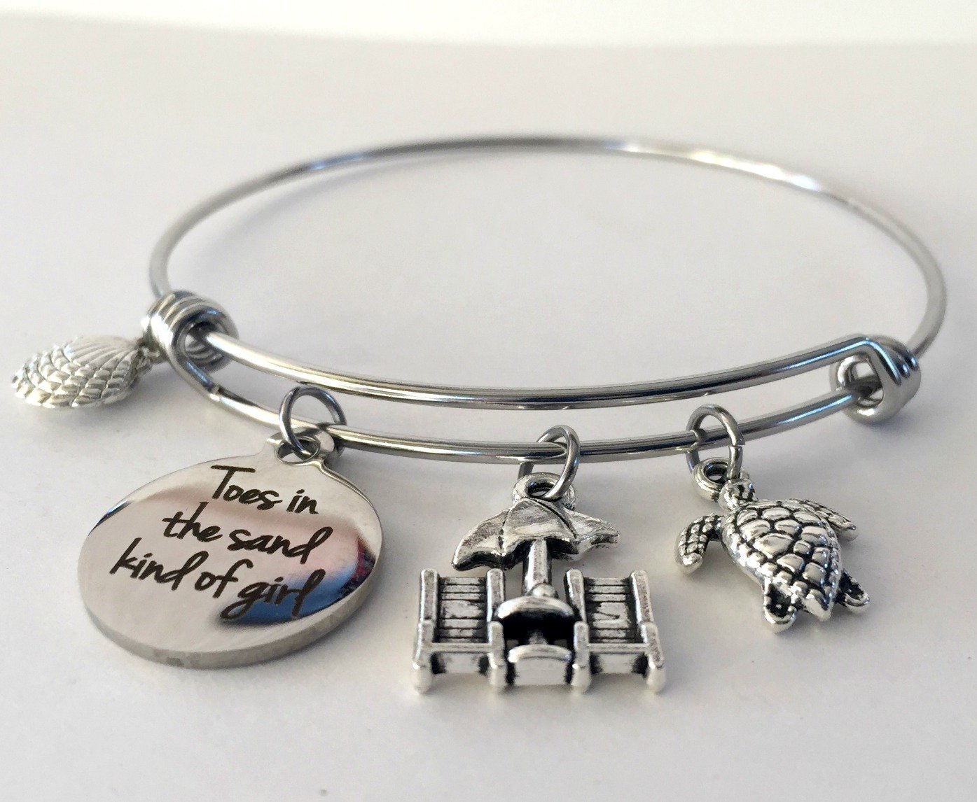 Toes in the Sand Kind of Girl Beach Bracelet - Dainty Adjustable Summer Jewelry for Women, Small-Medium Size | Perfect for Beach Vacations, Birthday Gifts & Boho Fashion