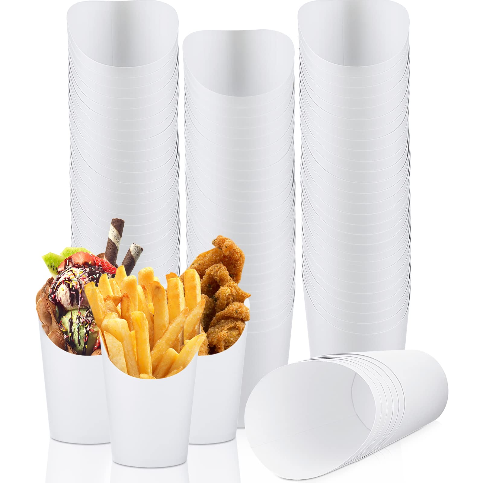 150-Piece Disposable French Fry Holders & Charcuterie Cups - 14oz Waffle Paper Popcorn Boxes, Sandwich Cones for Christmas, Wedding, Birthday Parties - Perfect for Catering, Food Trucks & Home Entertaining