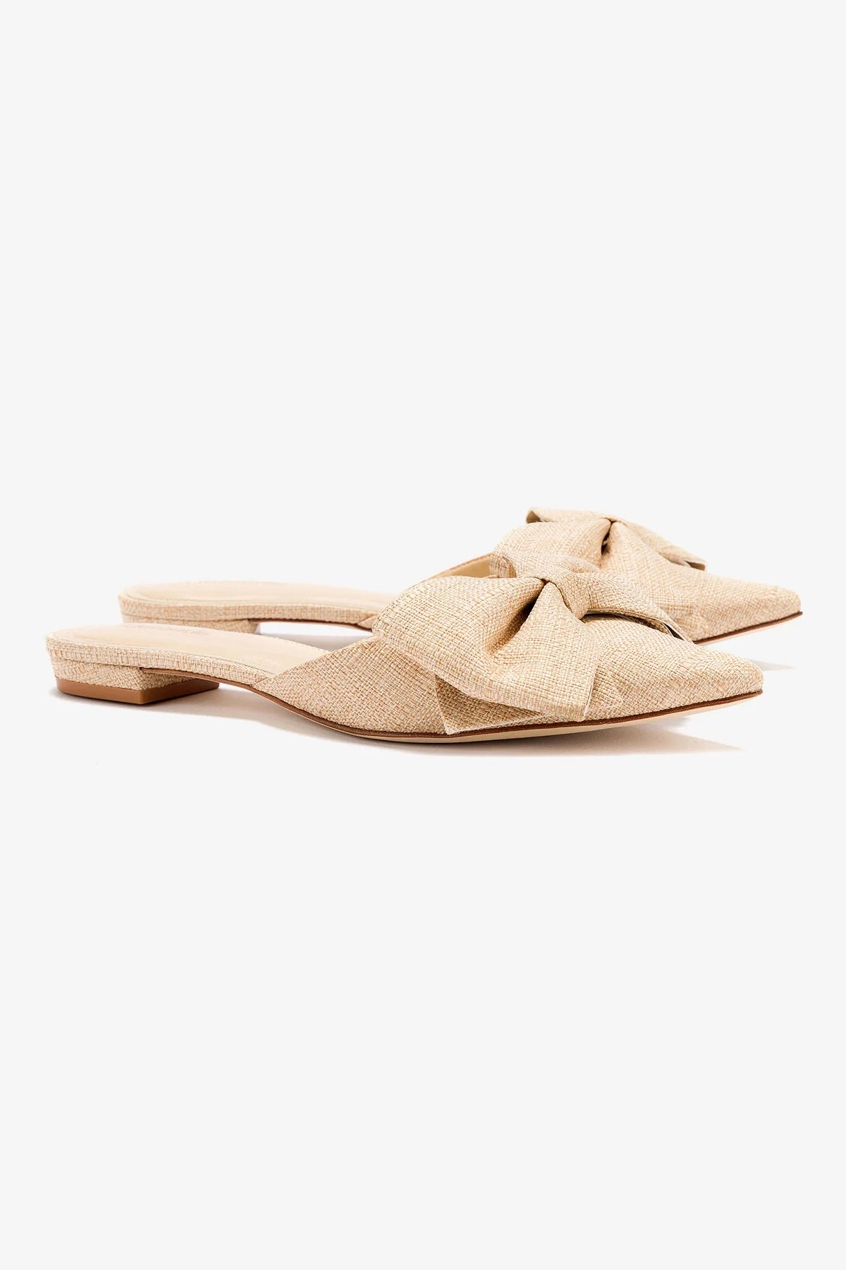 Elle Women's Beige Raffia Flat Mule Slides - Comfortable Summer Sandals for Beach, Poolside & Casual Outings