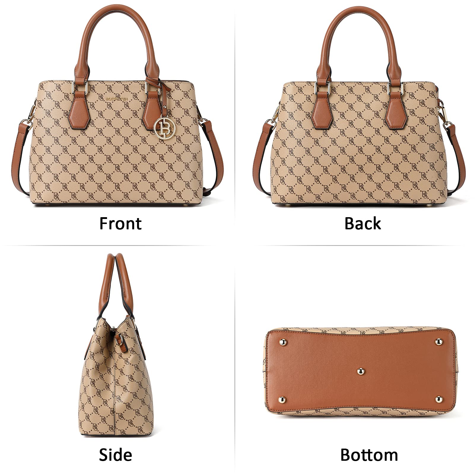 BOSTANTEN Genuine Leather Women's Handbag Top Handle Satchel Purse Medium Size - Perfect for Work, Travel, and Everyday Use
