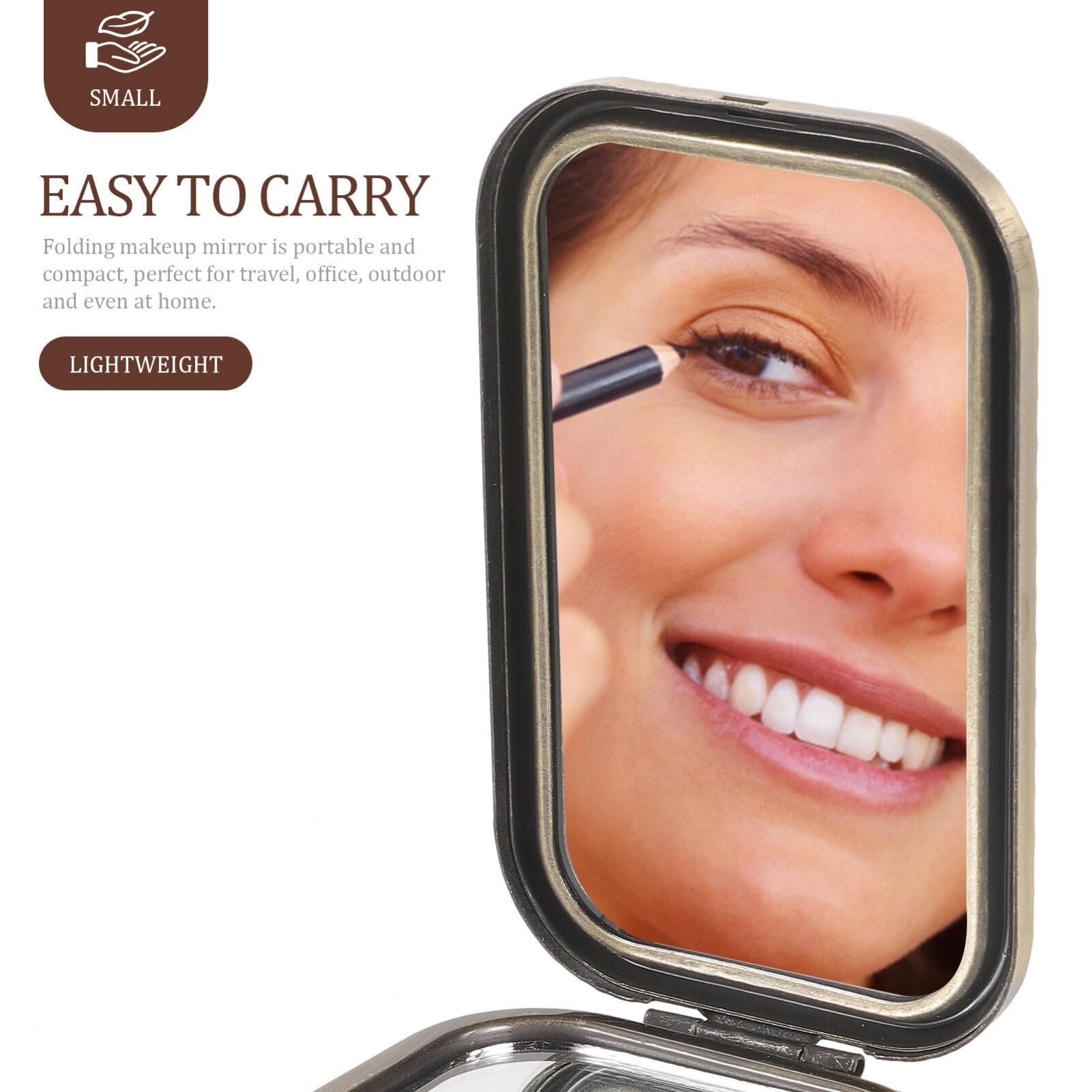 Beaupretty Folding Pocket Mirror - Retro Double Sided Small Square Makeup Mirror with Butterfly Design, Portable Hand Mirror for Travel, Purse & Makeup Touch Ups