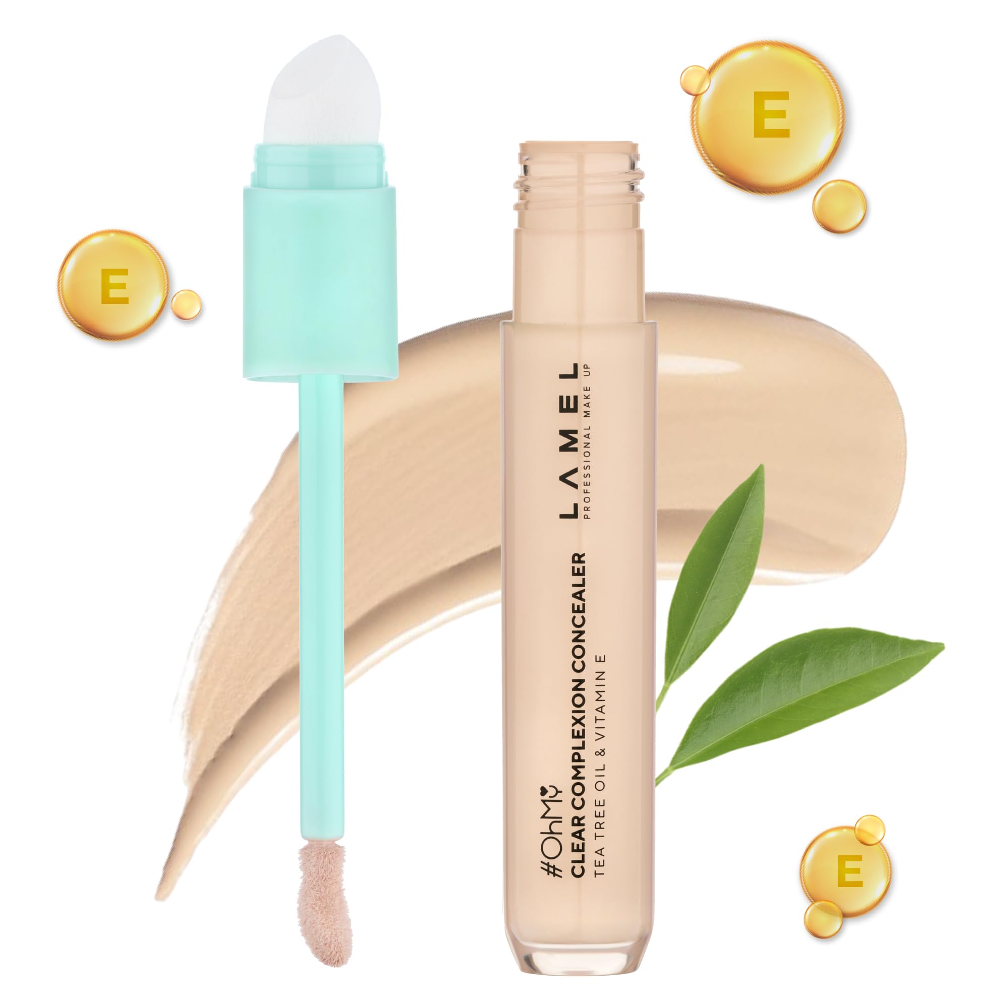 Lamel OH my Clear Face Concealer 401-Light Beige - Creamy Full Coverage Concealer for Dark Circles & Blemishes - Waterproof & Sweatproof - Natural Matte Finish - 0.23 fl oz / 7ml - Perfect for Daily Makeup, Photo Shoots & Special Occasions