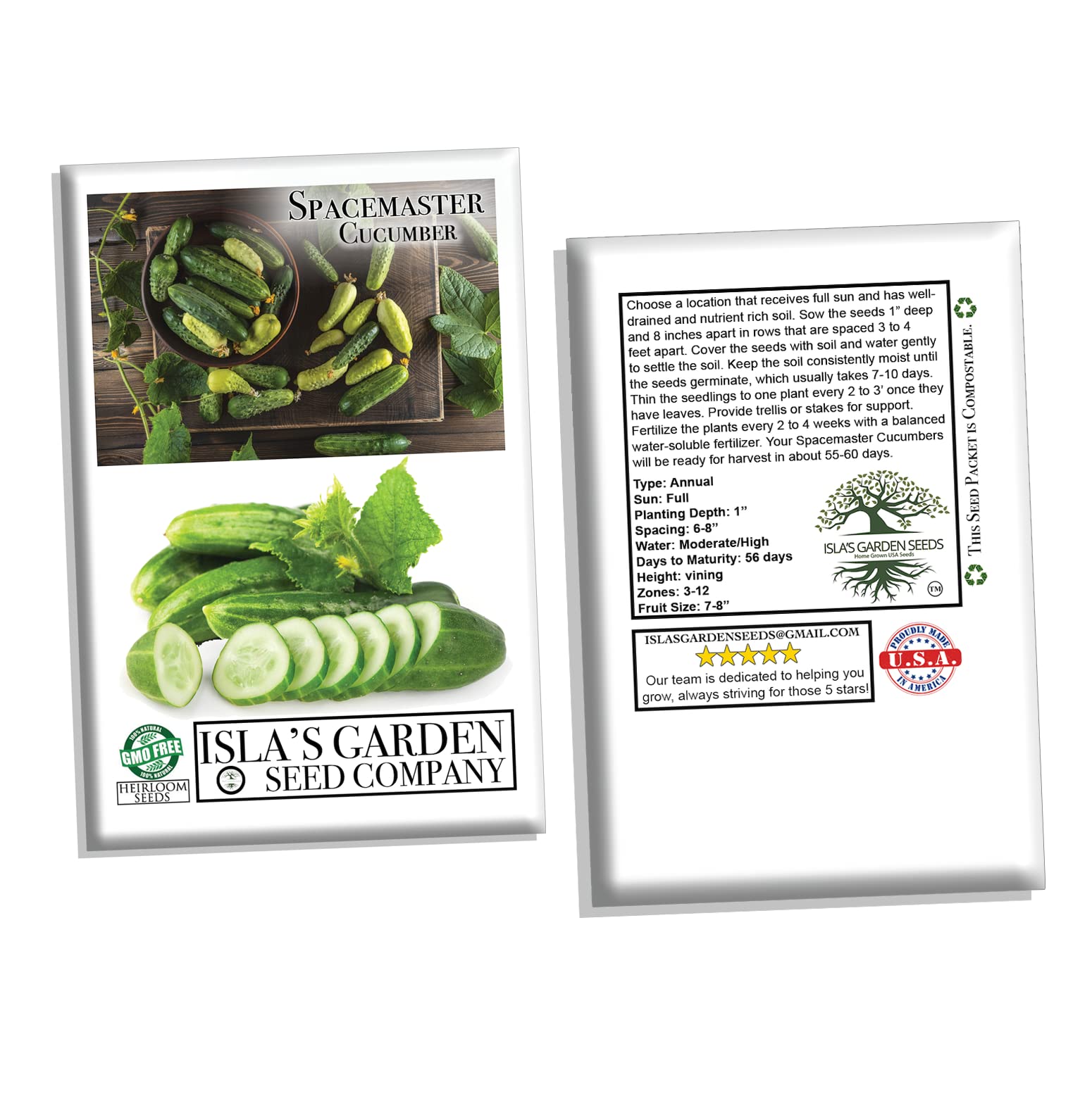 Organic Spacemaster Cucumber Seeds - 100+ Heirloom Non-GMO Seeds (Cucumis sativus) | 85% Germination Rate | Perfect for Home Gardens, Containers & Vertical Gardening