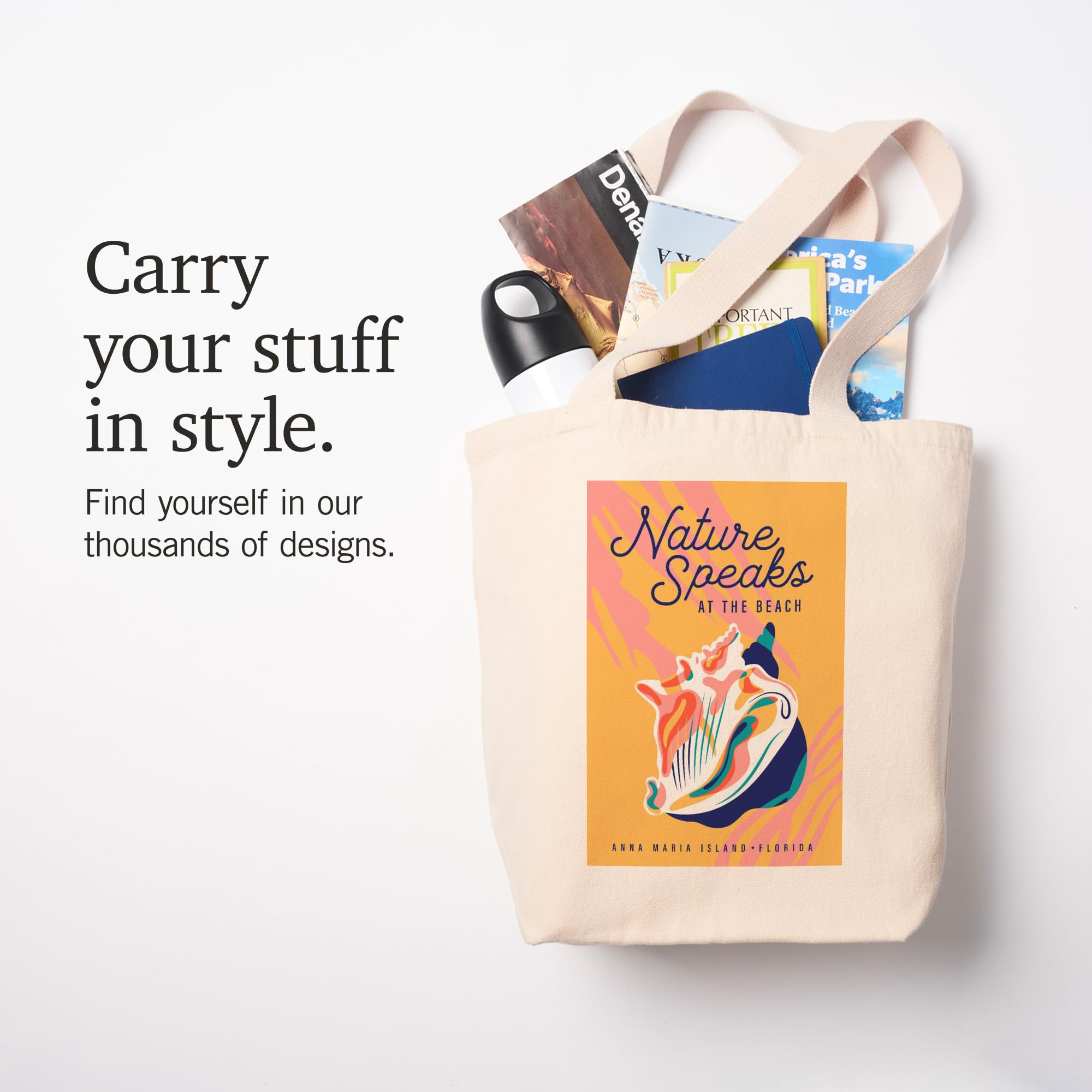 Lantern Press Anna Maria Island Florida Beach Bliss Collection - 100% Cotton Canvas Reusable Tote Bag with Beach Shell Design | Perfect for Grocery Shopping, Beach Trips & Eco-Friendly Lifestyle
