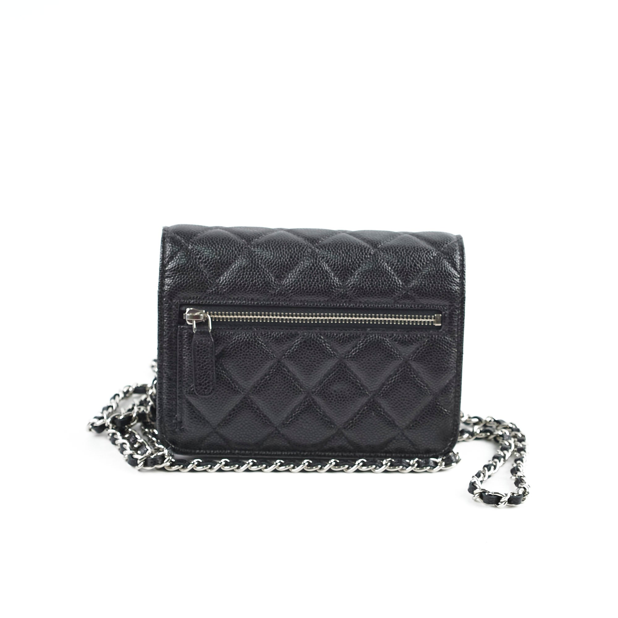 Chanel Mini Wallet On Chain WOC Black Caviar Leather Crossbody Bag - Series 30 | Luxury Designer Handbag for Women, Perfect for Evening Parties & Date Nights