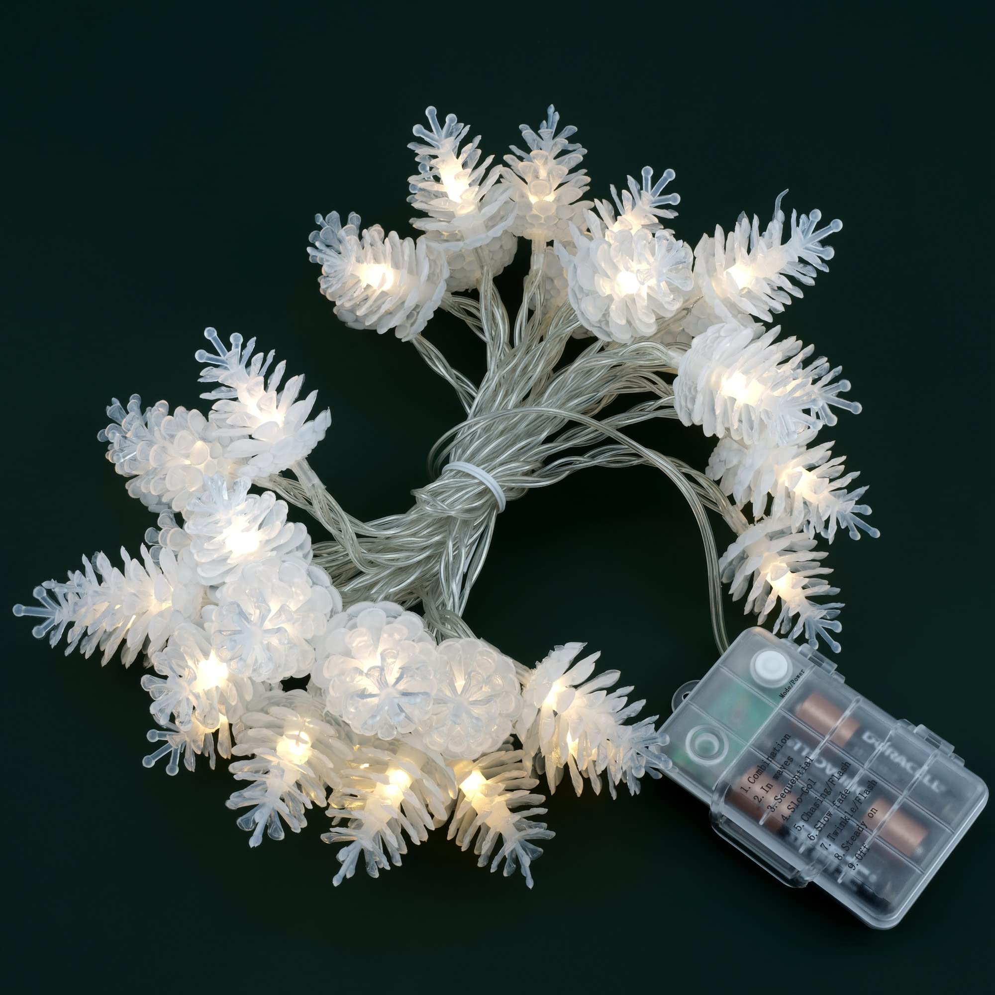 Battery Operated Pinecone String Lights - 17.5ft 35 LED Pine Cone Fairy Lights with 8 Lighting Modes, USB Powered for Indoor/Outdoor Christmas, Wedding, Party, and Home Decor