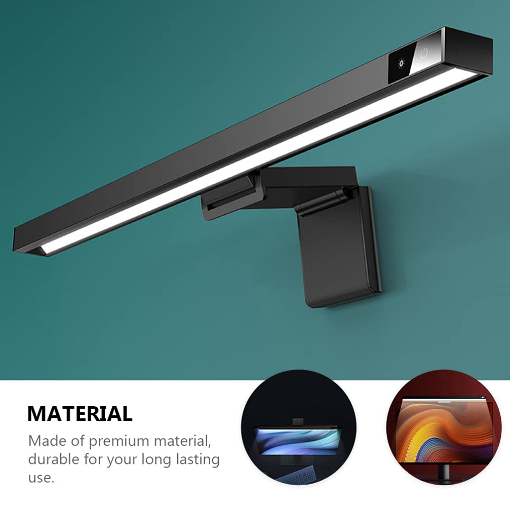 SOLUSTRE Desktop Computer Monitor Lamp - LED Eye-Caring Task Light Bar for PC, Laptop, and E-Reading - Black Office Lamp for Screen Lighting and Workspace Illumination