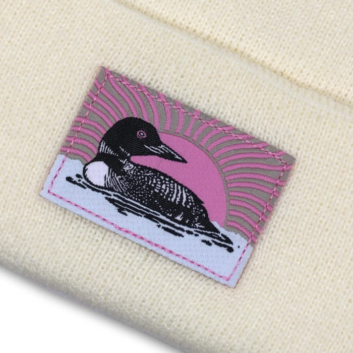 Bird Collective Loon Cuffed Beanie for Women & Men - Soft Ivory Winter Knit Hat for Cold Weather - Cozy Outdoor Hiking, Skiing & Snow Activities Accessory