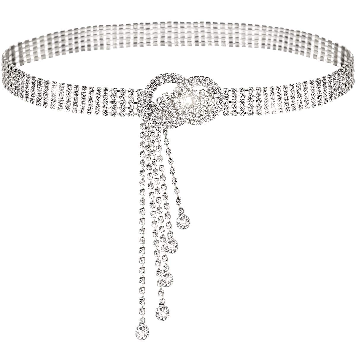BaoKelan Women's Rhinestone Crystal Chain Belt - Sparkling O-Ring Waistband for Dresses, Party Outfits & Special Occasions | Elegant Fashion Accessory Gift for Women