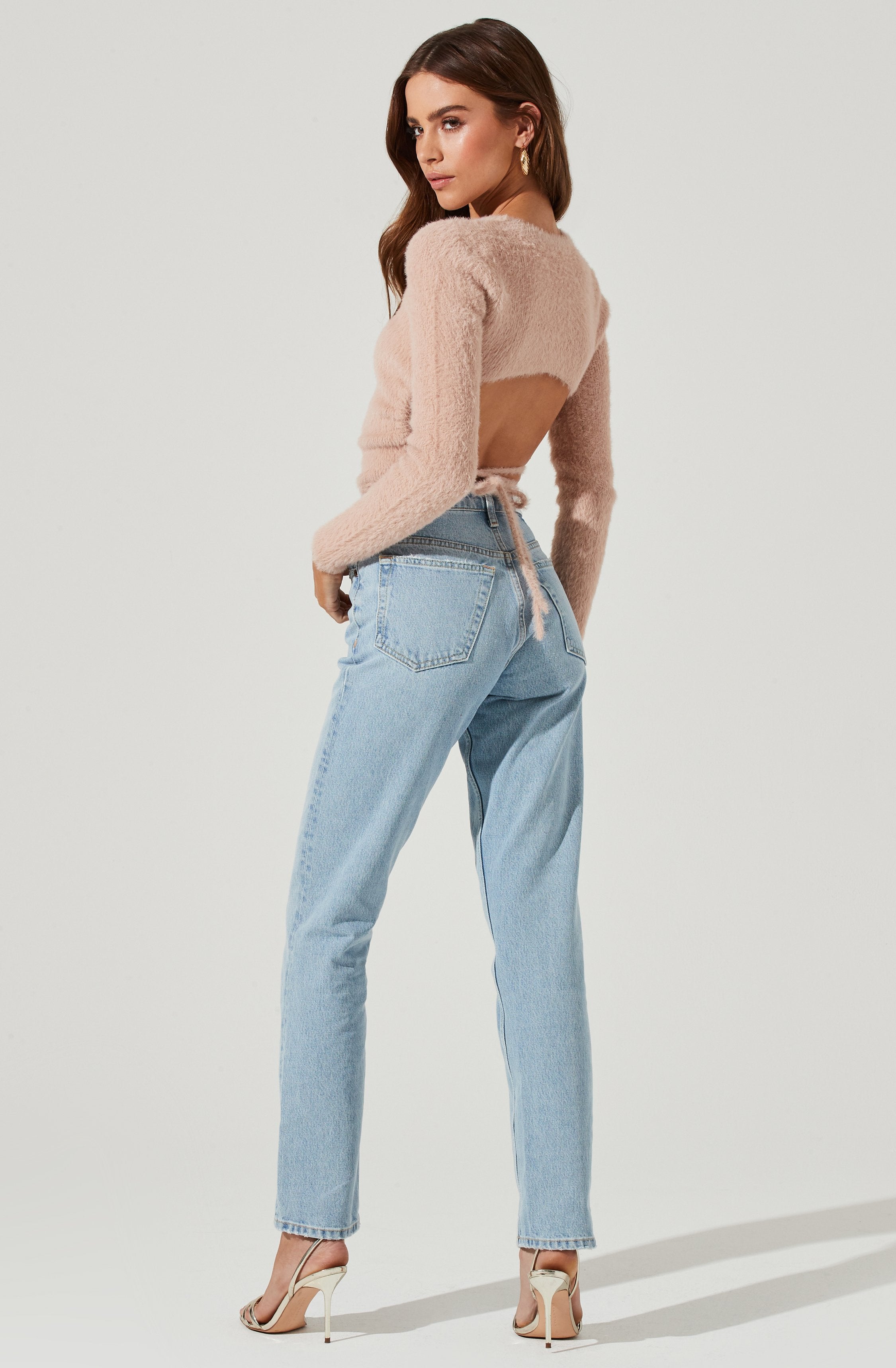 Elegant Back Cutout Tie Waist Sweater for Women - Chic Knit Pullover for Fall & Winter Fashion | Perfect for Office, Date Night & Casual Outings