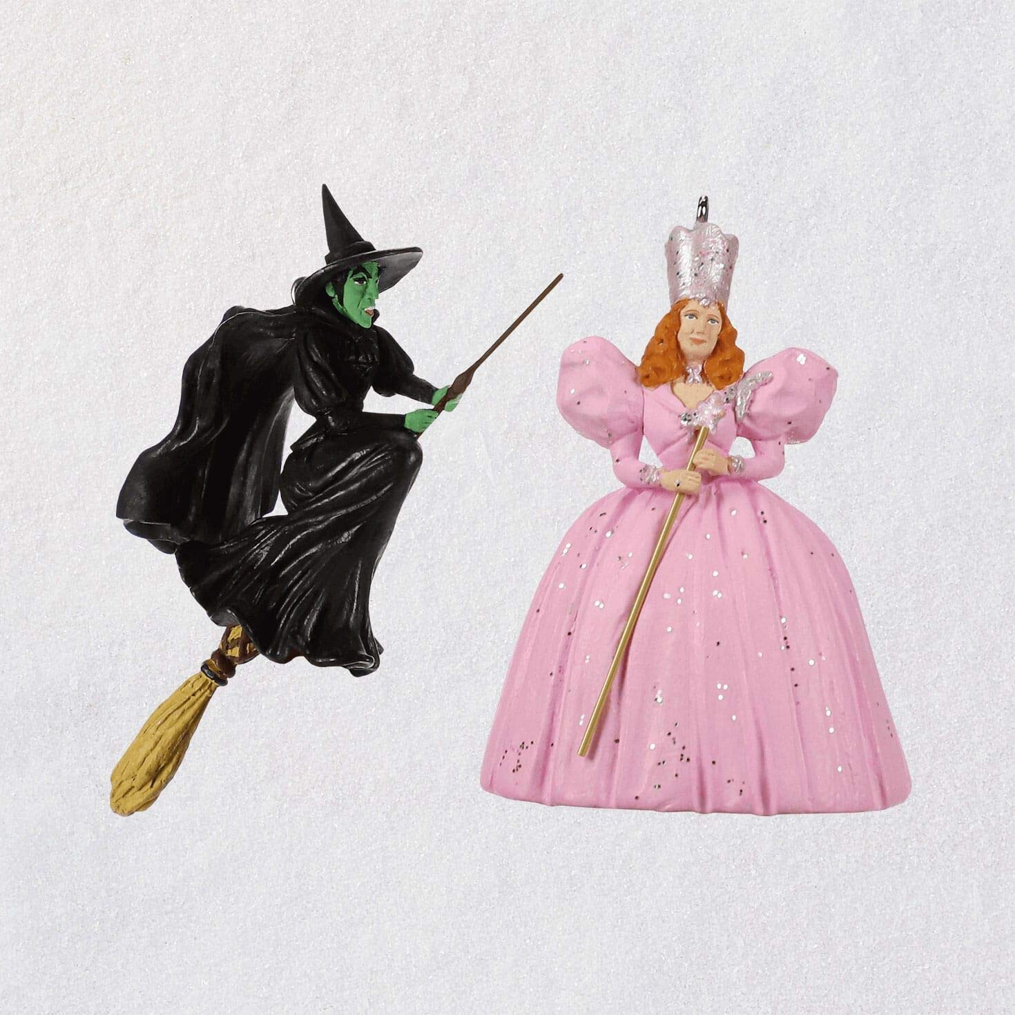 Hallmark Mini The Wizard of Oz Glinda The Good Witch and Wicked Witch of The West Christmas Ornaments Set of 2 - Movie Collectibles for Tree Decor, Gift for Fans, Holiday Home Decor