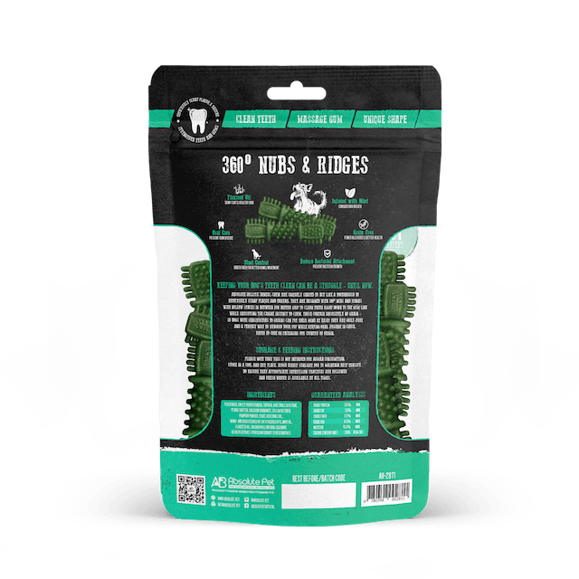 Absolute Holistic Petite Dental Dog Chews for Small Dogs - Mint Flavor | Natural Teeth Cleaning Treats for Puppies & Small Breeds | Freshens Breath & Reduces Plaque | Perfect for Daily Oral Care at Home or Travel