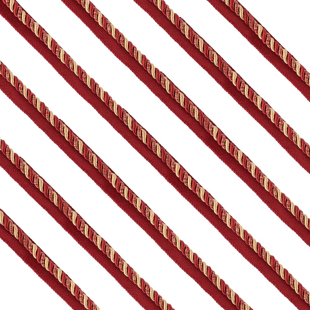 FINGERINSPIRE 13.7 Yard Dark Red Twisted Lip Cord Trim - 17mm Wide Polyester Rope for DIY Crafts, Home Decor, Curtains & Handmade Projects | Perfect for Sewing, Embellishments & Decorative Accents