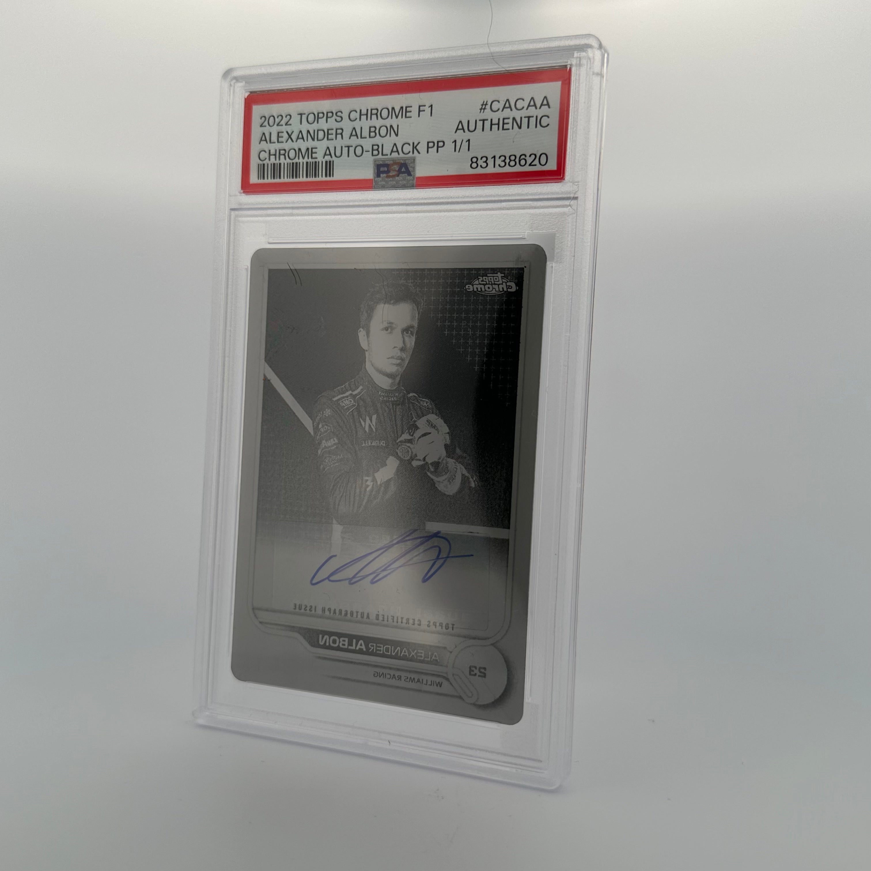 PSA Authentic 1/1 Alexander Albon #CACAA Black Printing Plate Autograph - Rare Collectible for F1 Fans & Memorabilia Enthusiasts