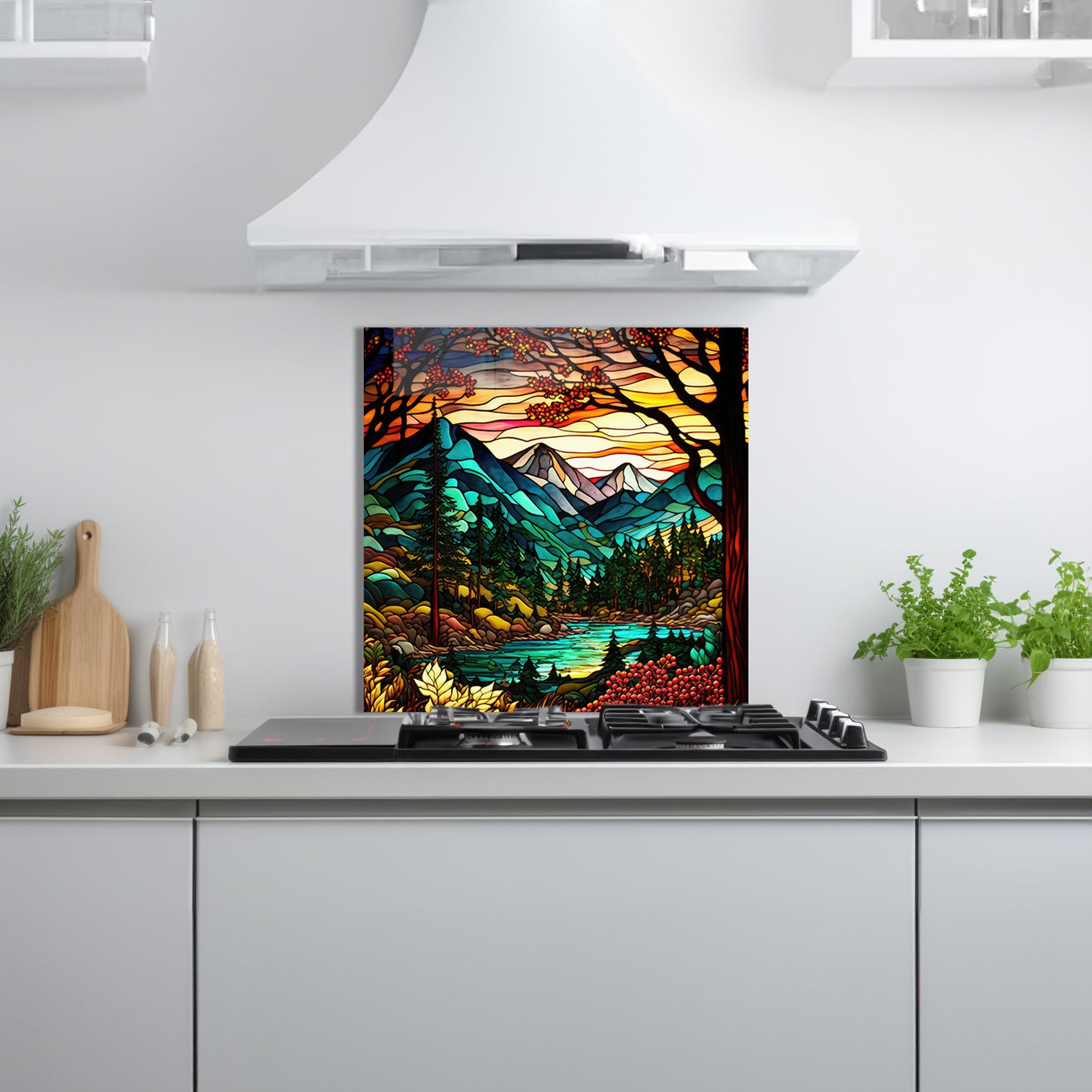 Stained Nature Glass Splashback - Elegant Kitchen Backsplash for Modern Homes | Perfect for Stoves, Countertops & Home Decor