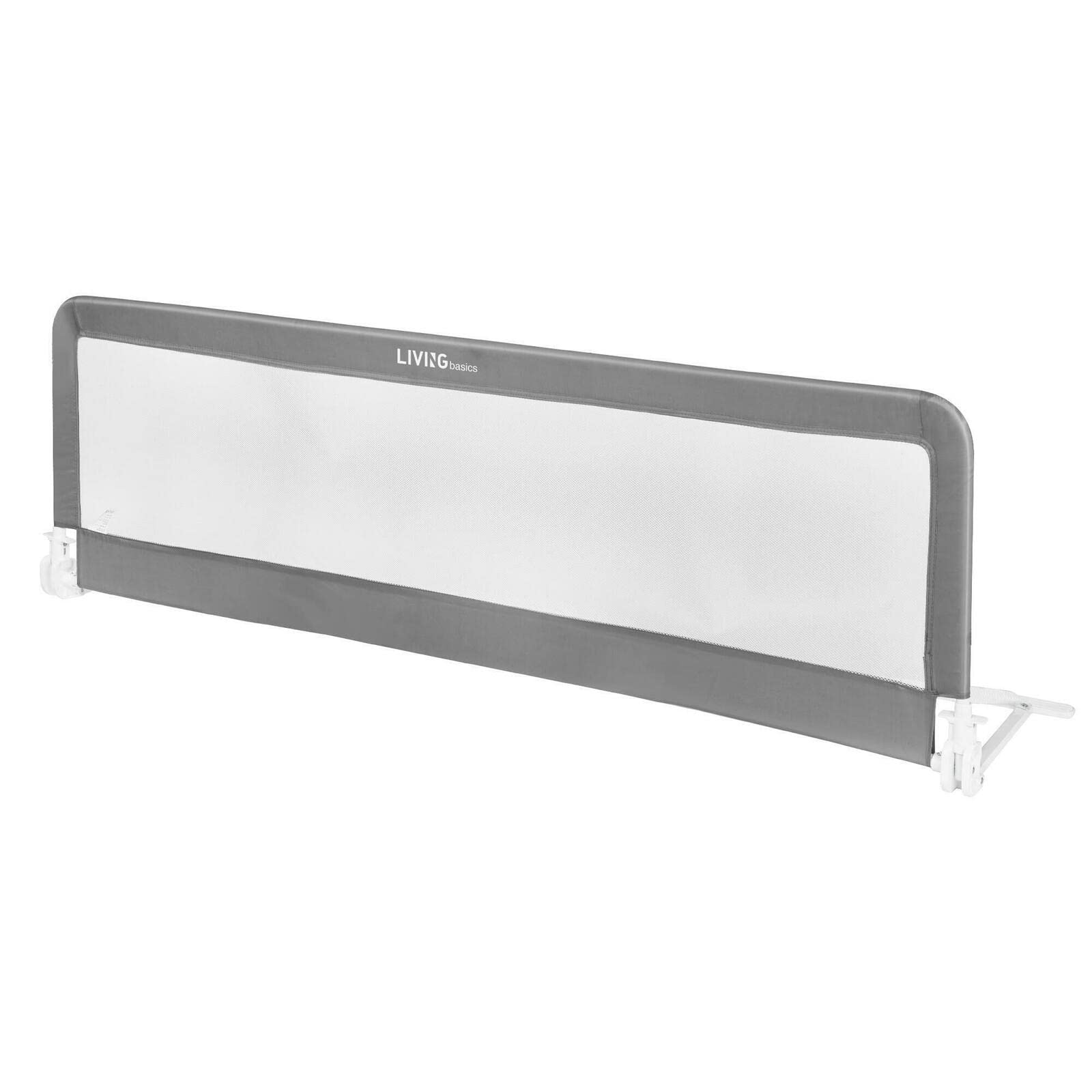 69'' Extra Long Baby Bed Rails - Swing Down Bed Bumper Guard for Twin, Full, Queen & King Mattresses (Grey) - Safe Toddler Bed Rail for Kids Room, Nursery & Travel - LIVINGbasics