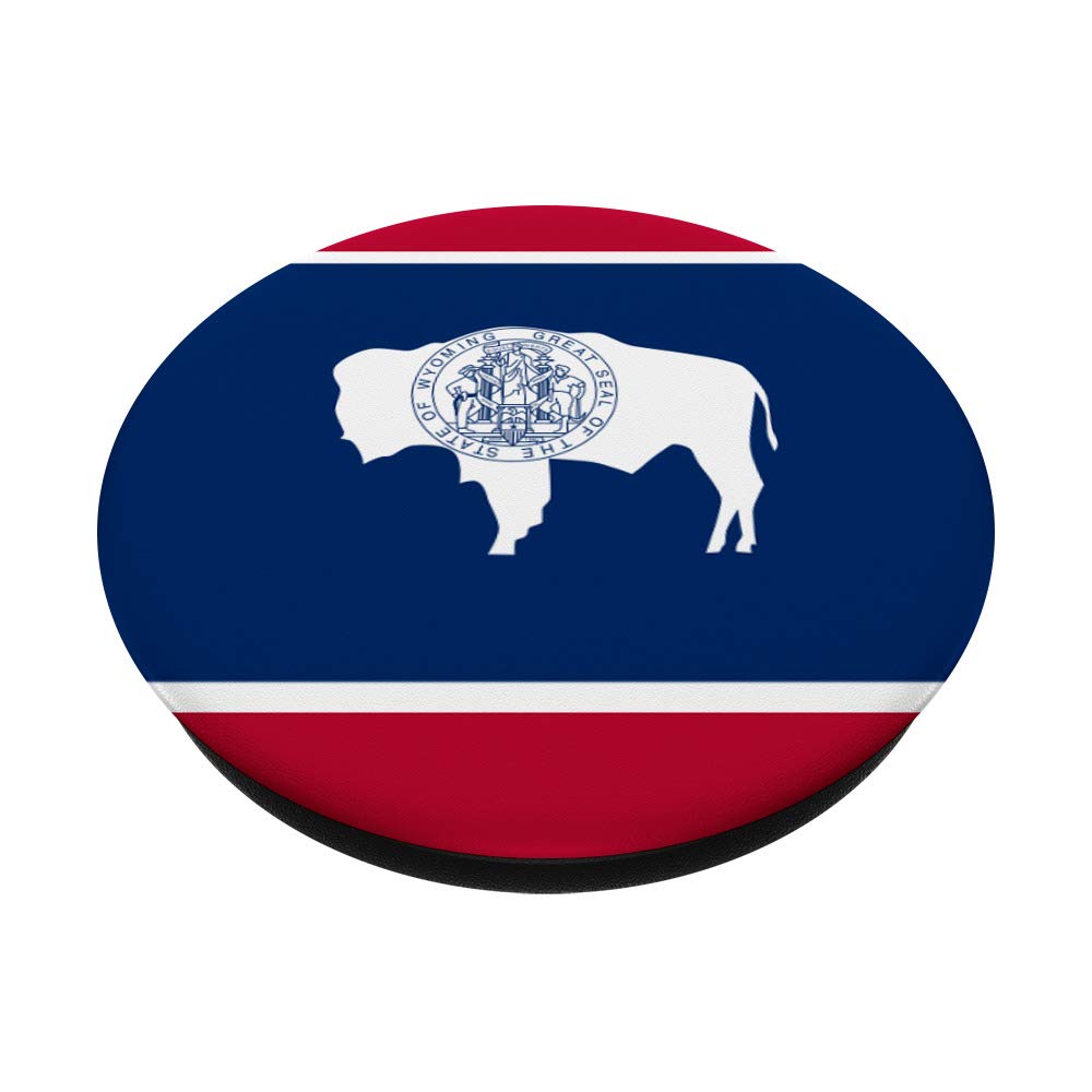 Wyoming Flag PopSocket Grip with Buffalo Design - Red, White & Blue Swappable PopGrip for Phones & Tablets - Perfect for Travel, Work, and Everyday Use