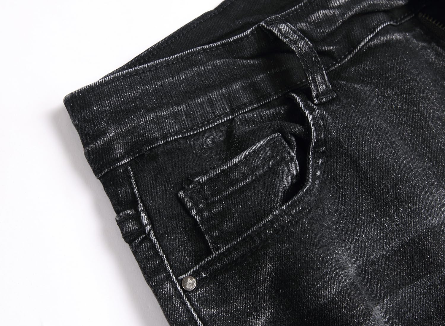 Men's Slim Fit Stretch Jeans - Ripped Distressed Straight Leg Black Denim Pants for Casual Wear & Street Style | Comfortable Everyday Fashion Jeans
