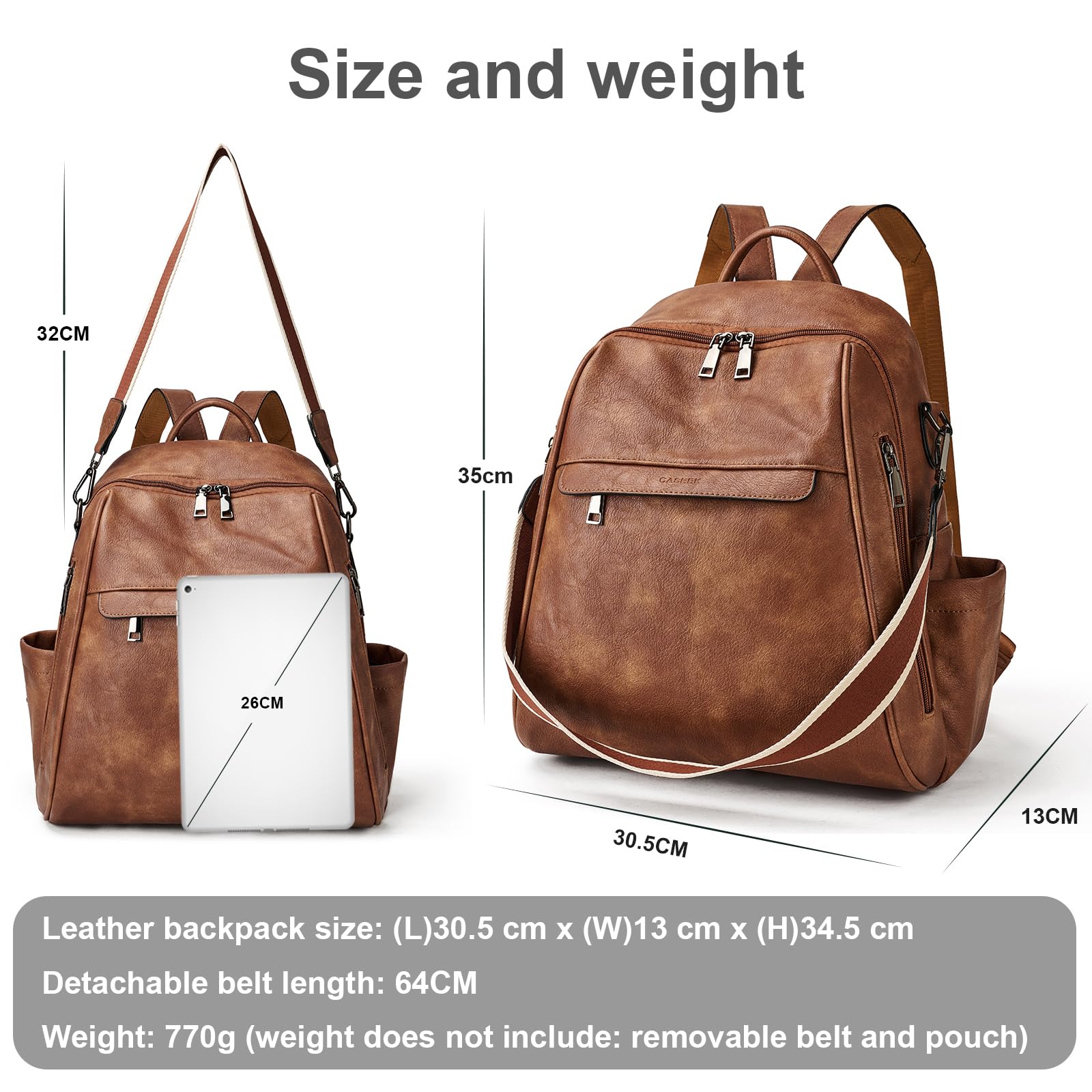 Leather Women's Backpack Purse - Convertible Shoulder Bag for Travel & Daily Use