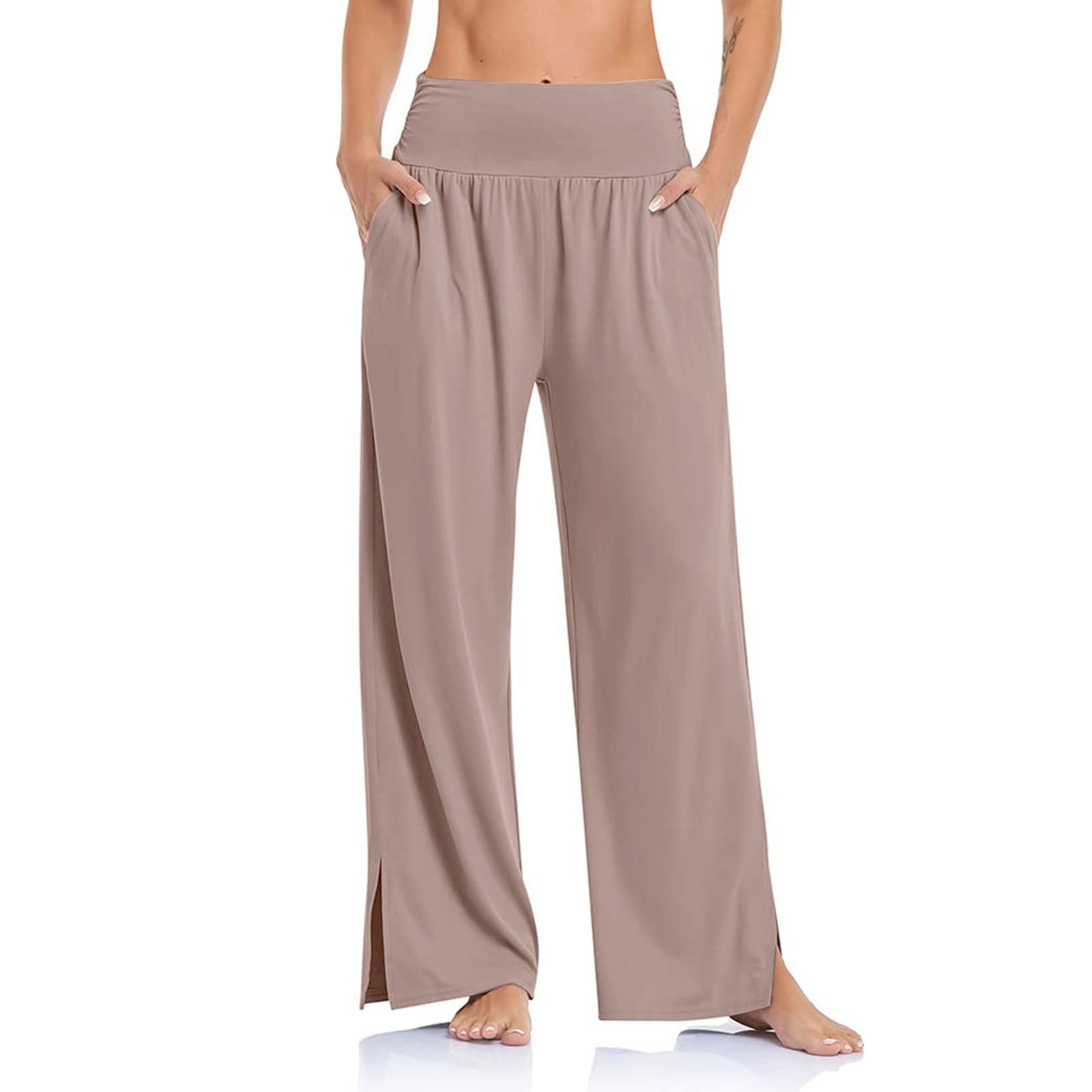 DrutyreHG Women's Wide Leg Yoga Pants - High Waisted Adjustable Tie Knot Joggers, Casual Loose Sweatpants with Pockets for Workout, Lounge & Travel