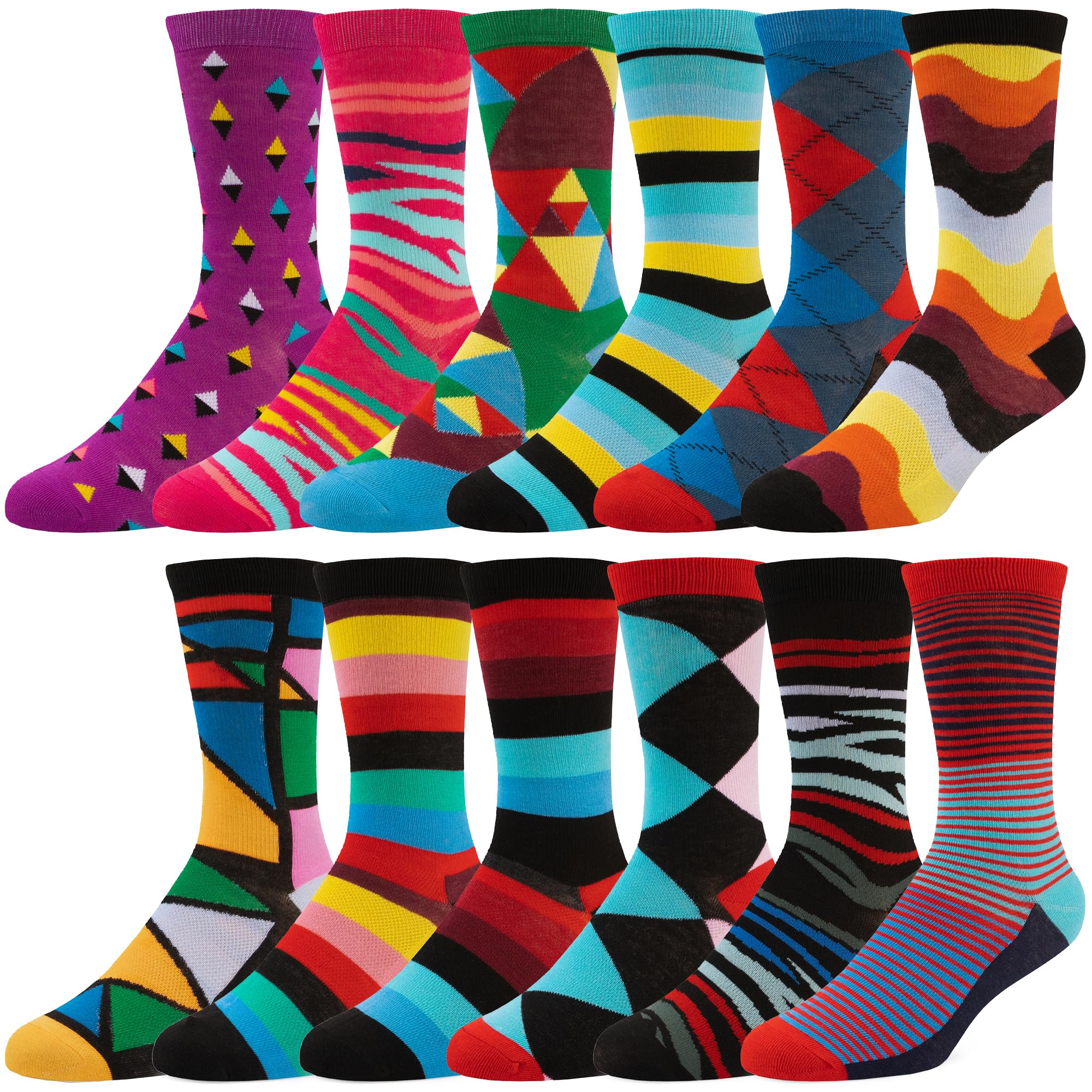ZEKE Funny Dress Socks for Men - Colorful Crazy Patterned Socks - Cool Novelty Casual & Formal Socks - Perfect for Gifts, Office Wear, and Special Occasions