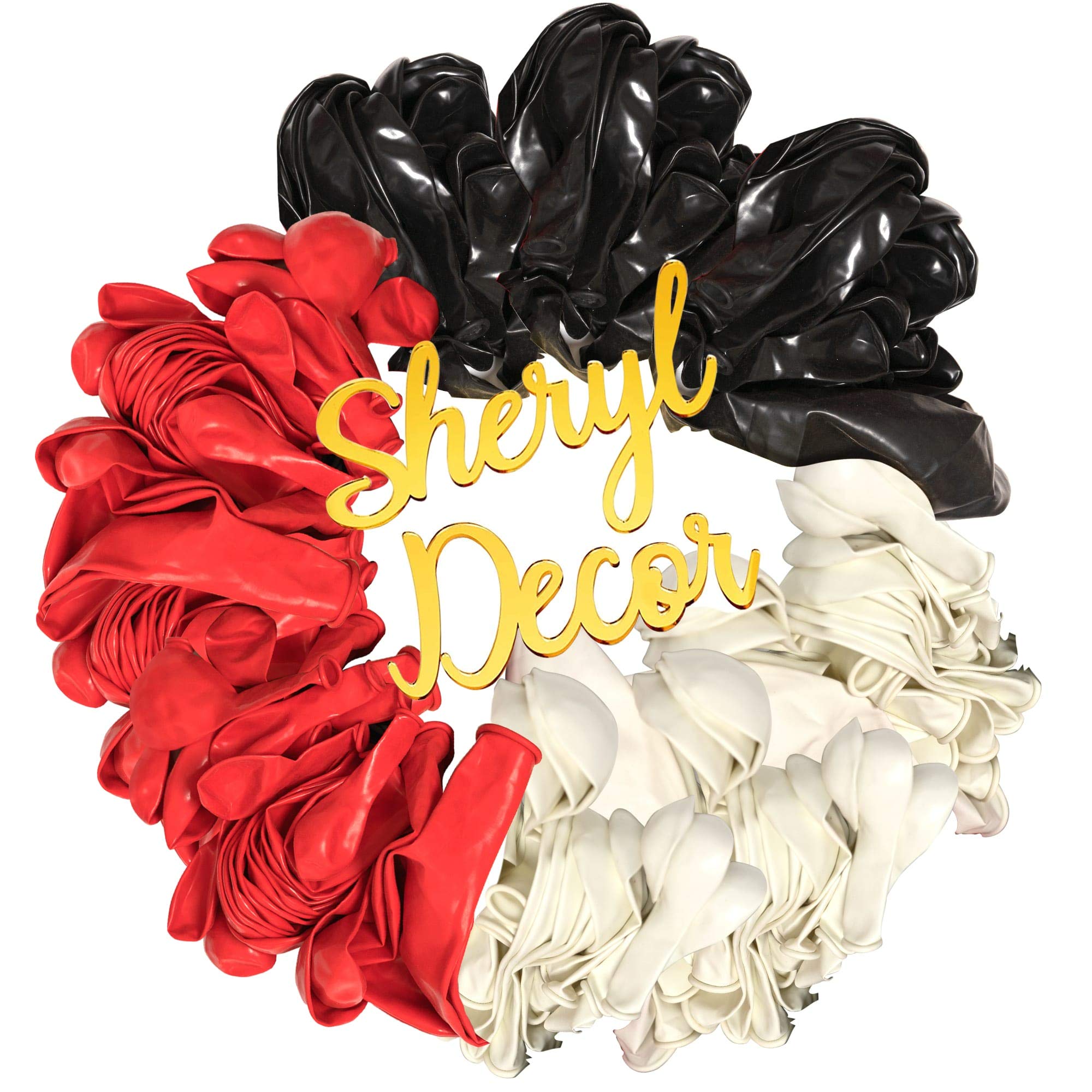 100 Red Black & White Balloons - Party Decorations Pack for Deadpool Birthday, Lumberjack Baby Shower, Graduation, Pirate, Ladybug, Race Car & Poker Themes | Small & Large Balloons for Indoor/Outdoor Decor, Photo Backdrops & Celebration Events