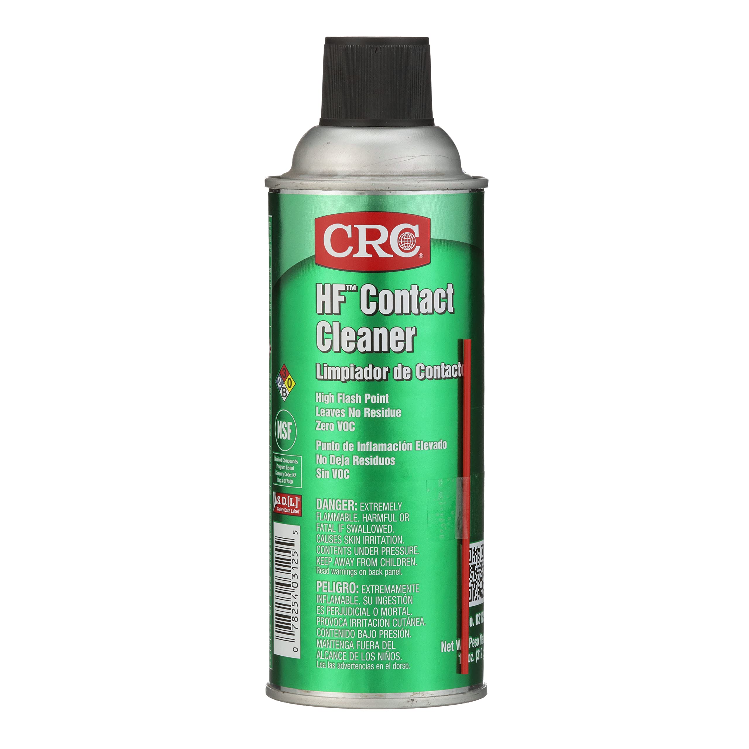 CRC HF Contact Cleaner 03125 – 11 oz, Fast-Drying Electronics Cleaner for Circuit Boards & Electrical Components | Ideal for High Flashpoint Applications | Safe for Sensitive Electronics (1 Pack)