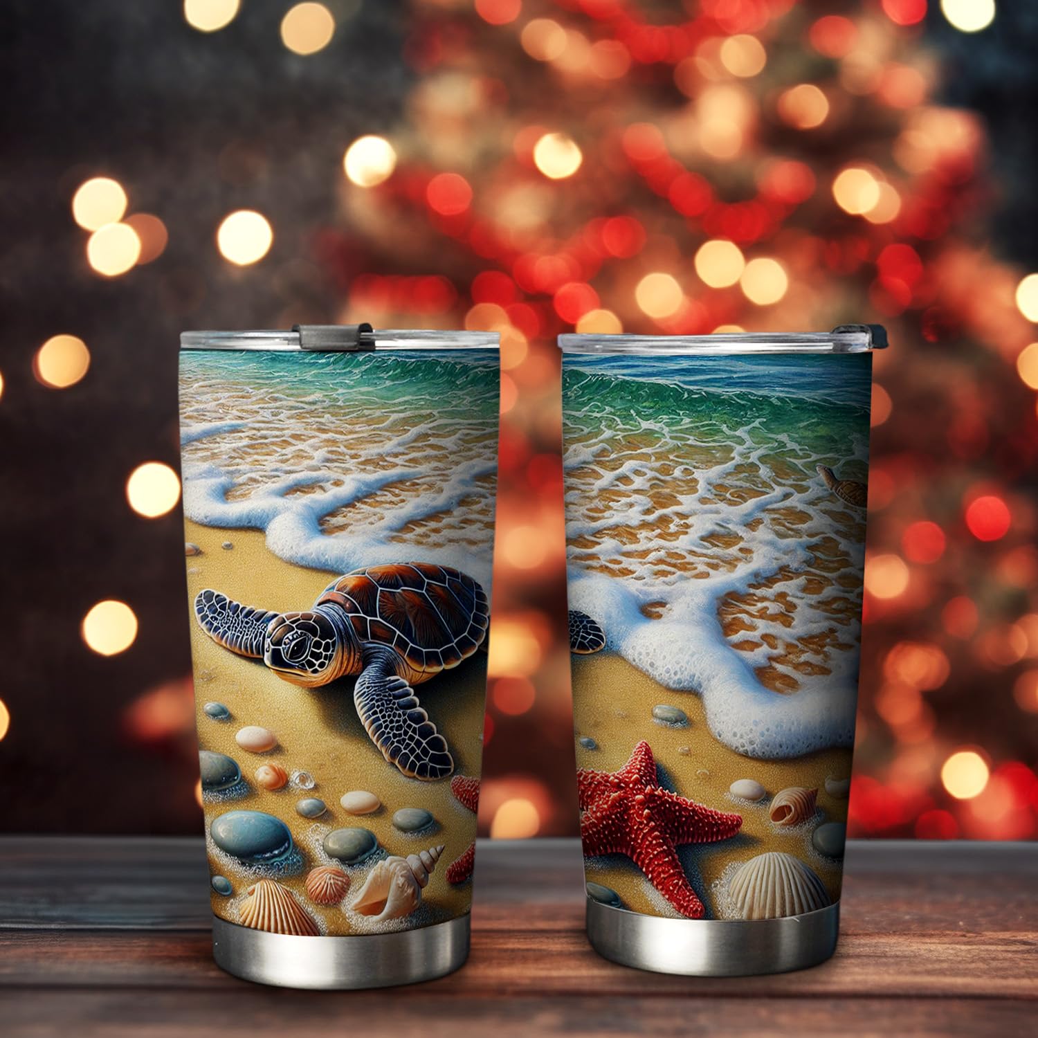 20oz Sea Turtle Tumbler - Stainless Steel Vacuum Insulated Travel Coffee Mug with Lid - Perfect Gift for Turtle Lovers, Beach & Ocean Enthusiasts - Keeps Drinks Hot/Cold for Hours - Ideal for Office, Travel, Picnics & Outdoor Adventures