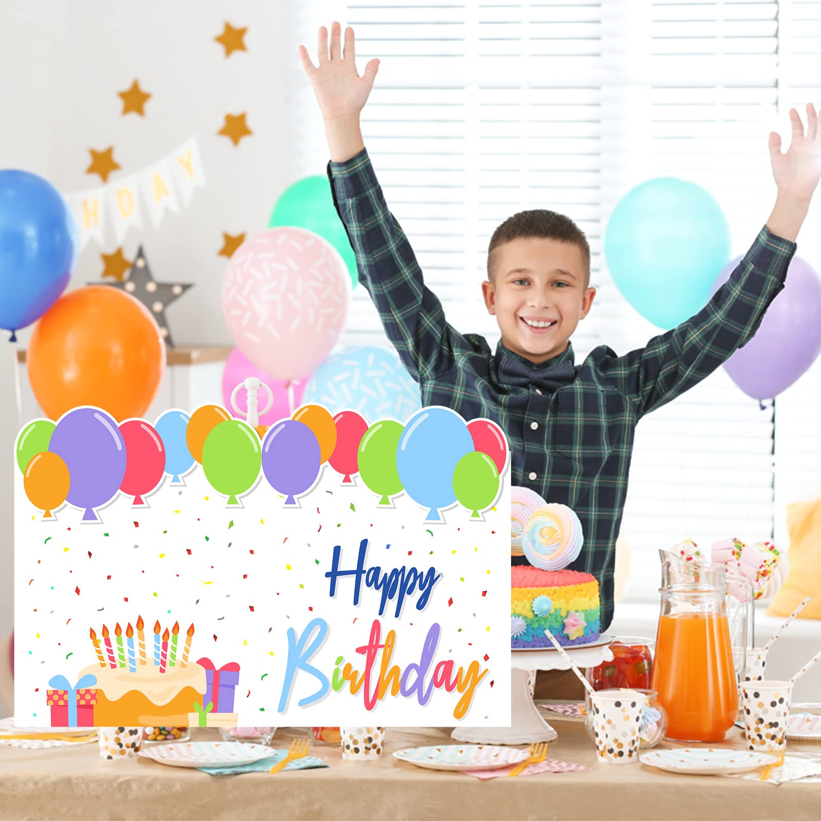 Jumbo Birthday Card & Giant Guest Book - 14x22 Inch Extra Large Happy Birthday Party Signs Decorations for Women, Men, Boss | Perfect for Birthday Celebrations, Office Parties & Special Events