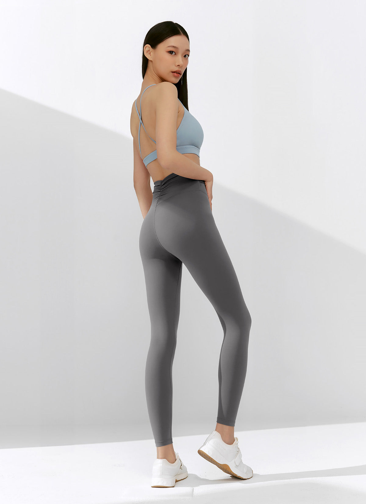 Black Label Power Rise Shirring Leggings - High Waist Tummy Control Workout Yoga Pants for Women - Perfect for Gym, Running & Everyday Wear