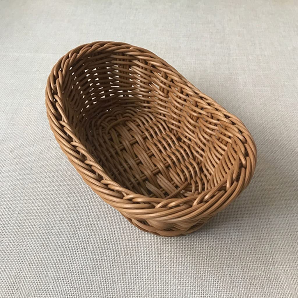 ZLMMY Medium Woven Wicker Bread Basket - Food Serving Tray for Fruits, Cosmetics | Kitchen & Bathroom Storage Organizer | Perfect for Dining Table Decor, Picnic Essentials & Home Organization