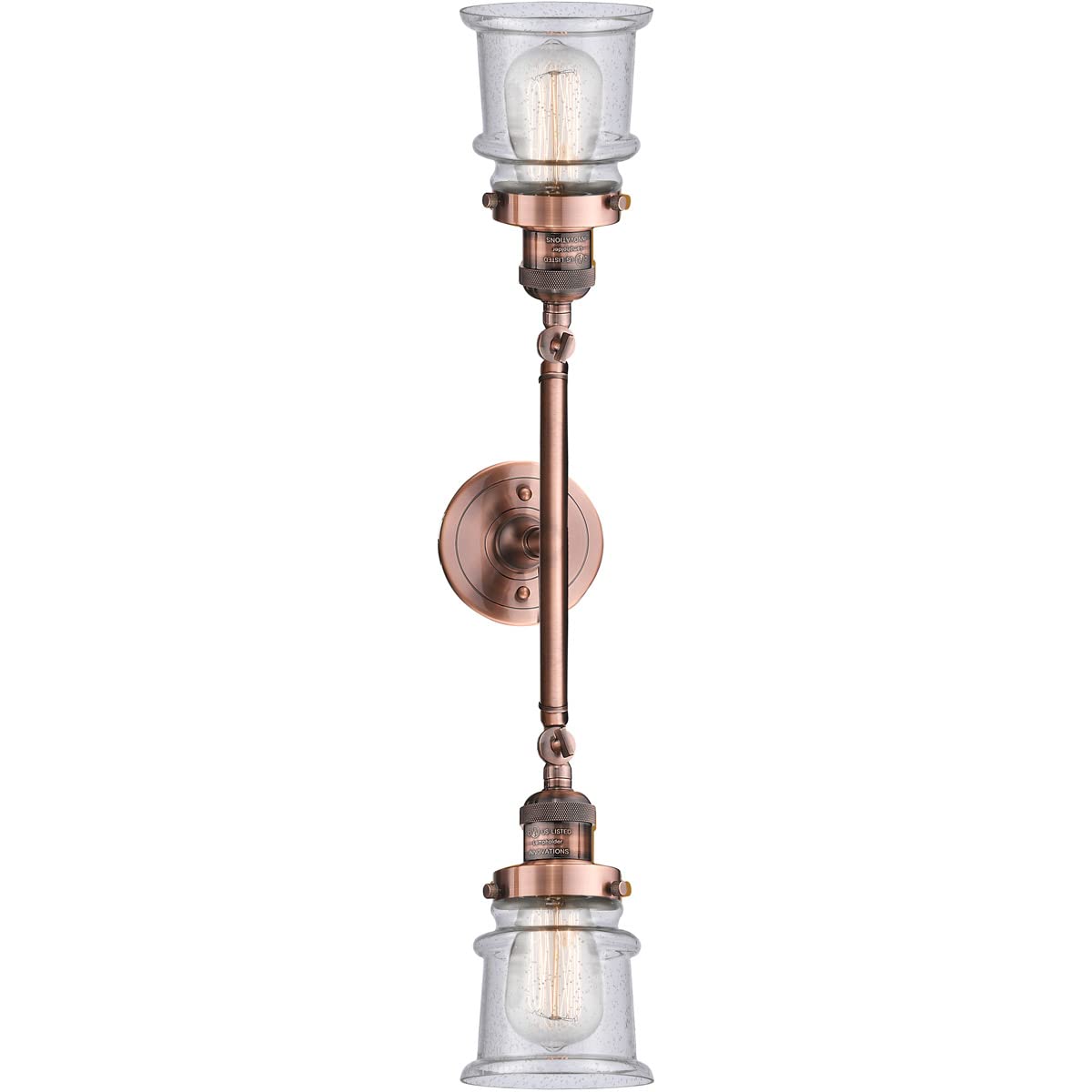 Franklin Restoration Collection Antique Copper 2-Light Bathroom Vanity Light - Small Canton Design with LED Bulbs for Modern & Vintage Bathrooms