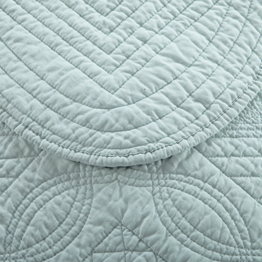 Luxury Calla Angel Sage Garden 100% Pure Cotton Quilt King Size - Light Aqua Blue for Bedroom Decor & Cozy Sleep