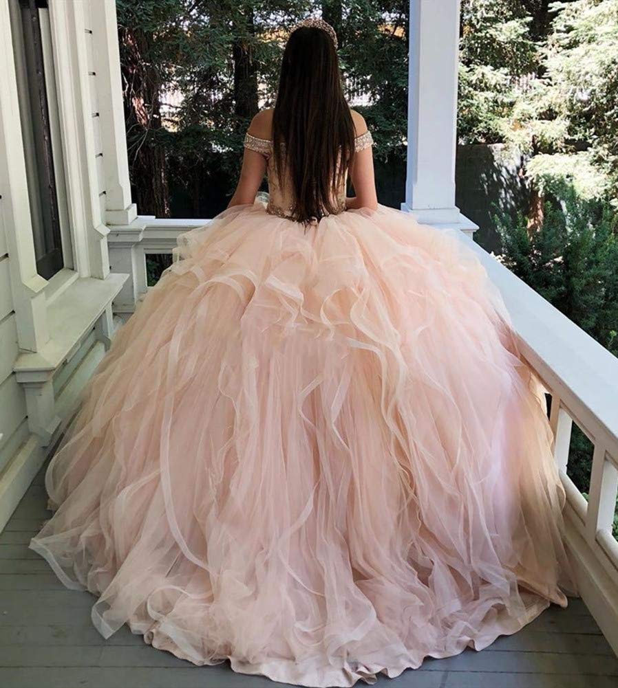 Elegant Lilac Quinceanera Dress for Women - Off Shoulder Tulle Layered Pageant Gown with Crystal Details | Perfect for Sweet 16, Prom, Pageants & Special Occasions