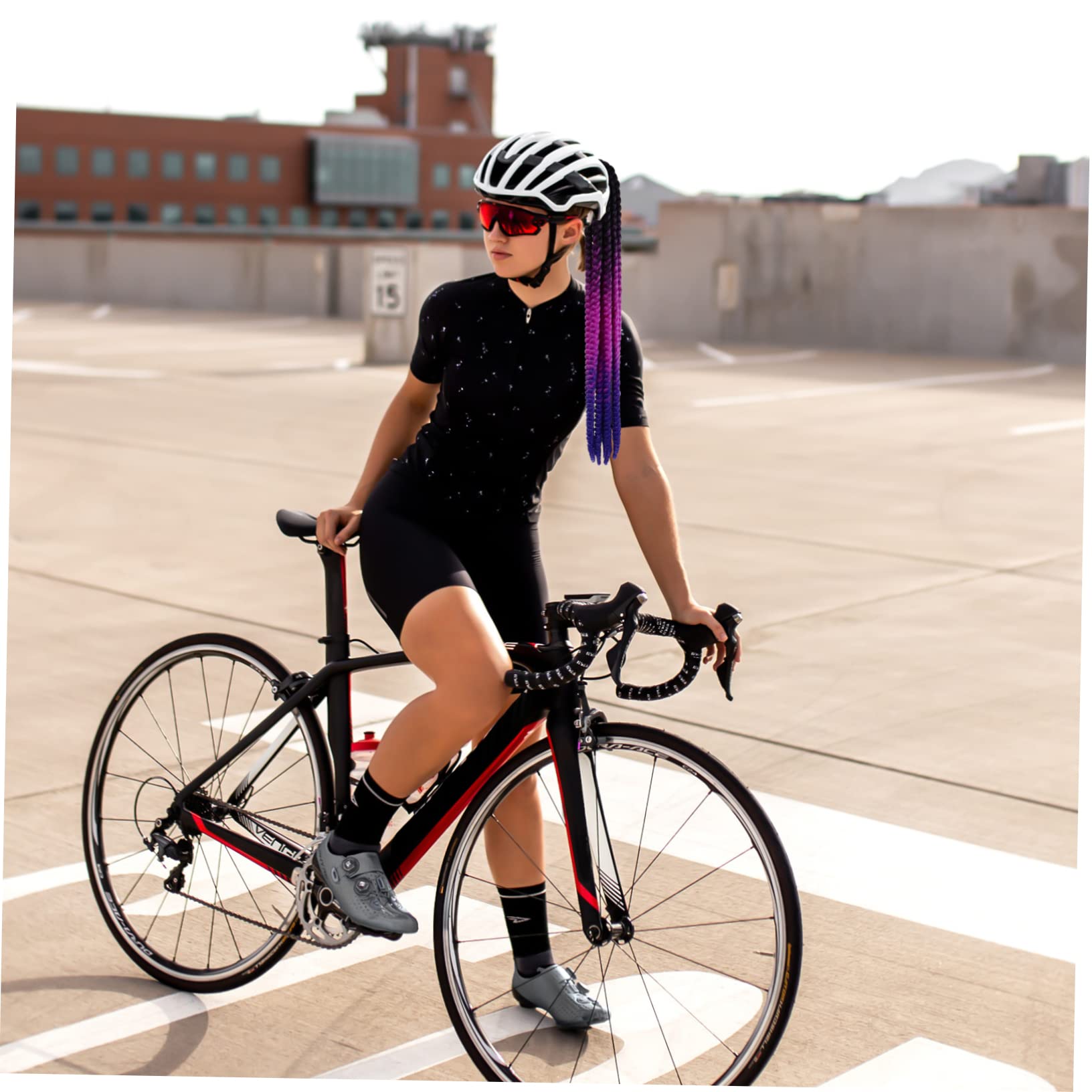 WHAMVOX Motorcycle Helmet Wig - Safe Odorless Braid Decoration for Riding Fun