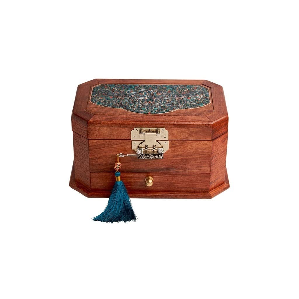 Vintage Wooden Jewelry Box Organizer for Women - Portable Detachable Tray with Retro Lock, Earring Necklace Bracelet Ring Storage Case | Perfect for Travel, Gift, and Home Decor